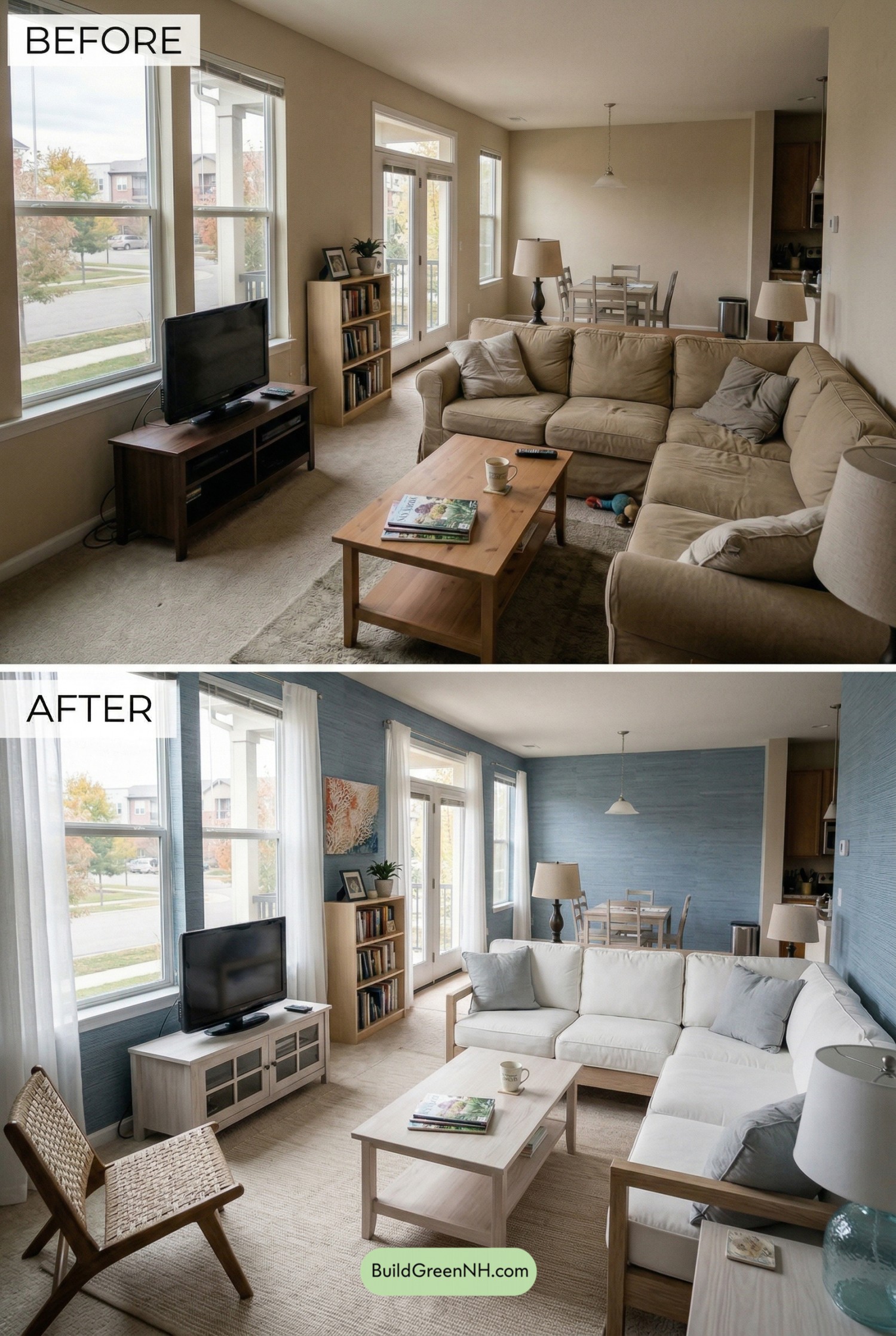 Dusty Blue Coastal Accent Wall