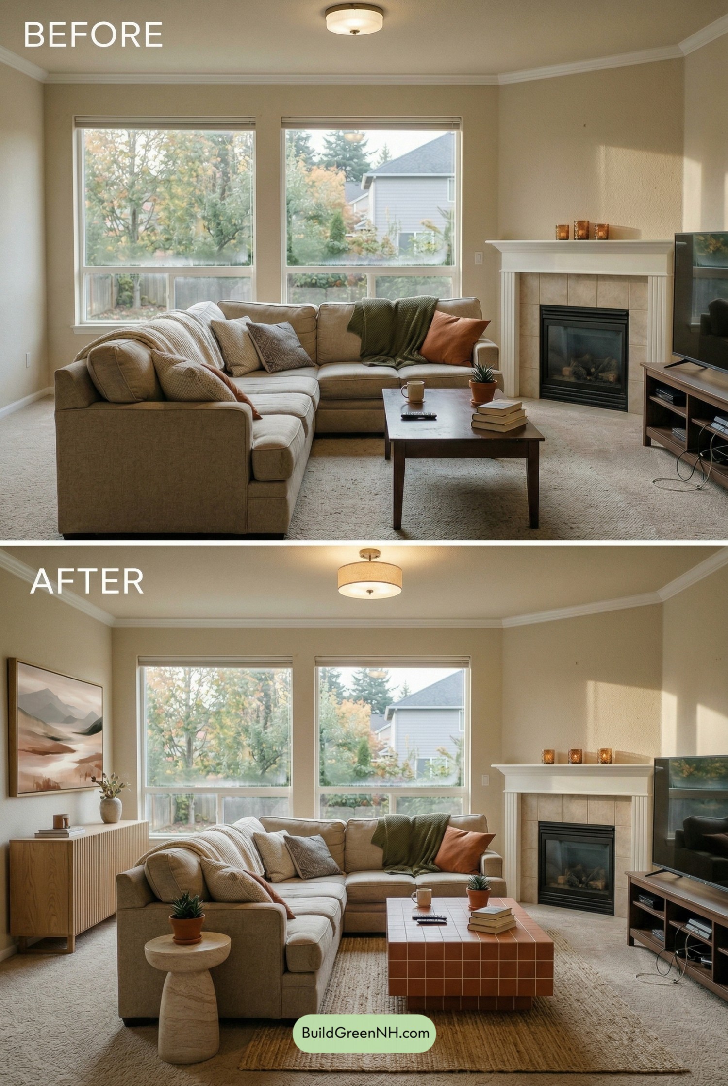 Beige Sofa, Desert Lounge Glow