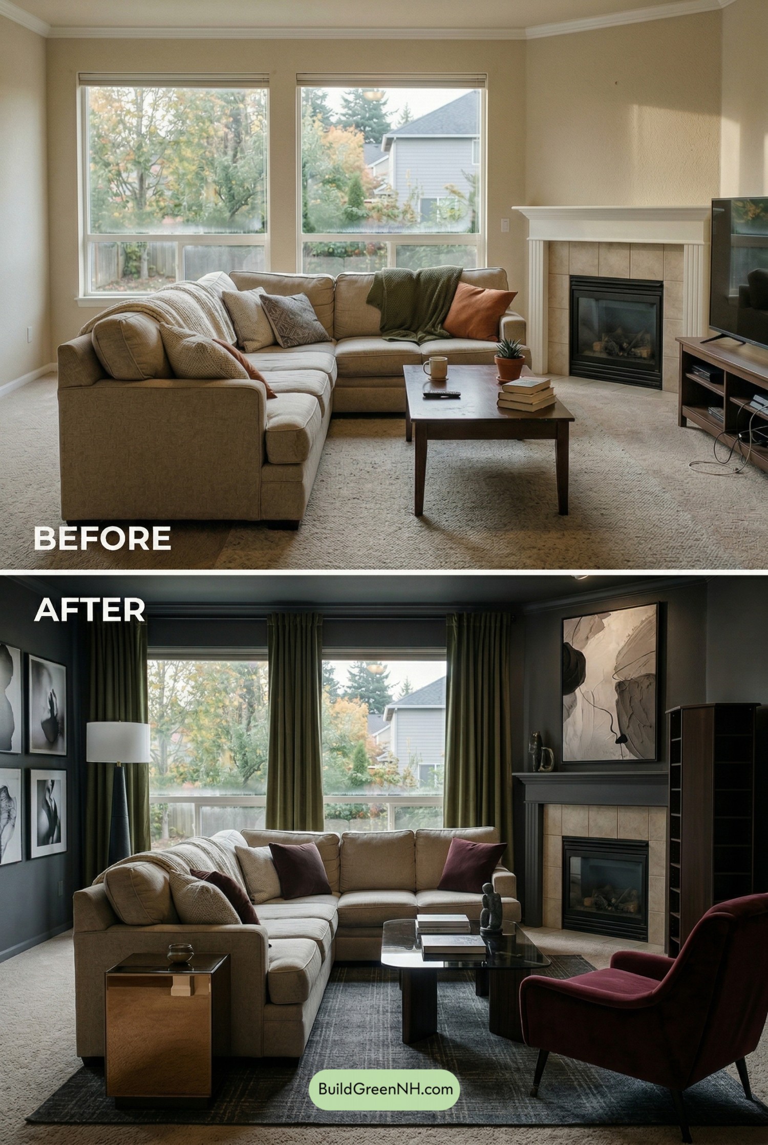 Beige Sofa in a Moody Gallery Room