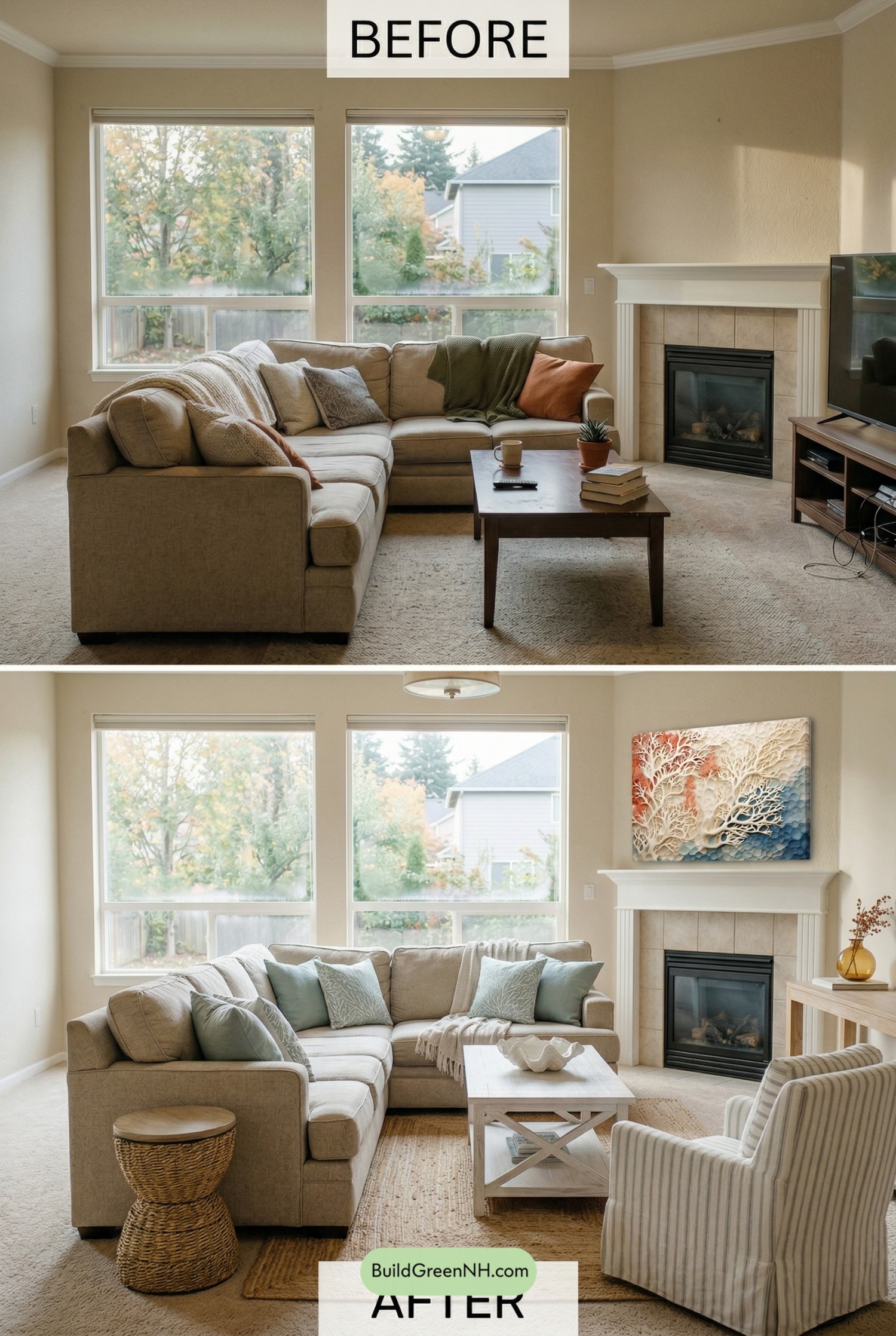 Beige Sofa, Coastal Organic Refresh