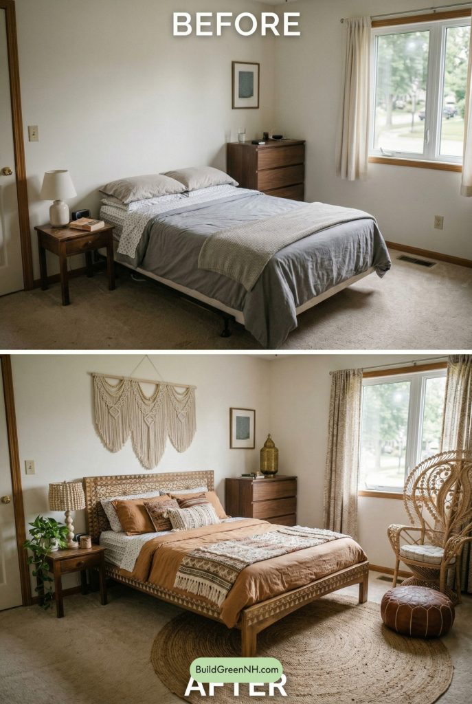 Earthy Boho Bedroom Makeover