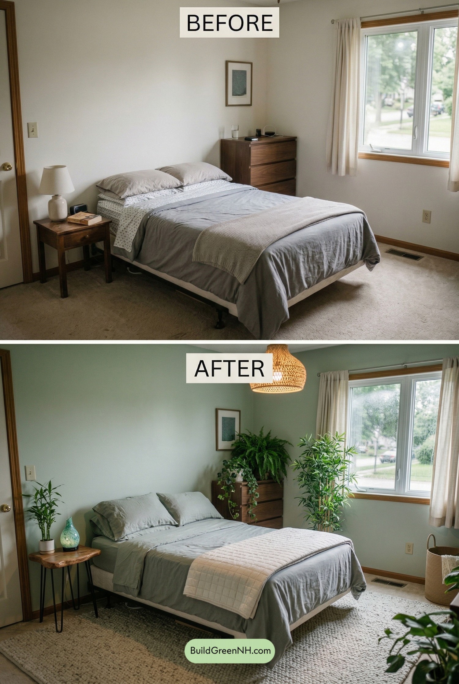 Rain-Washed Botanical Bedroom