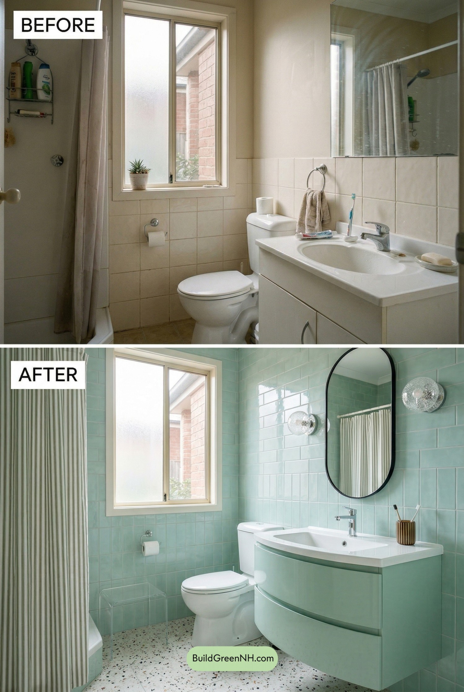 Mint Retro Bathroom Makeover