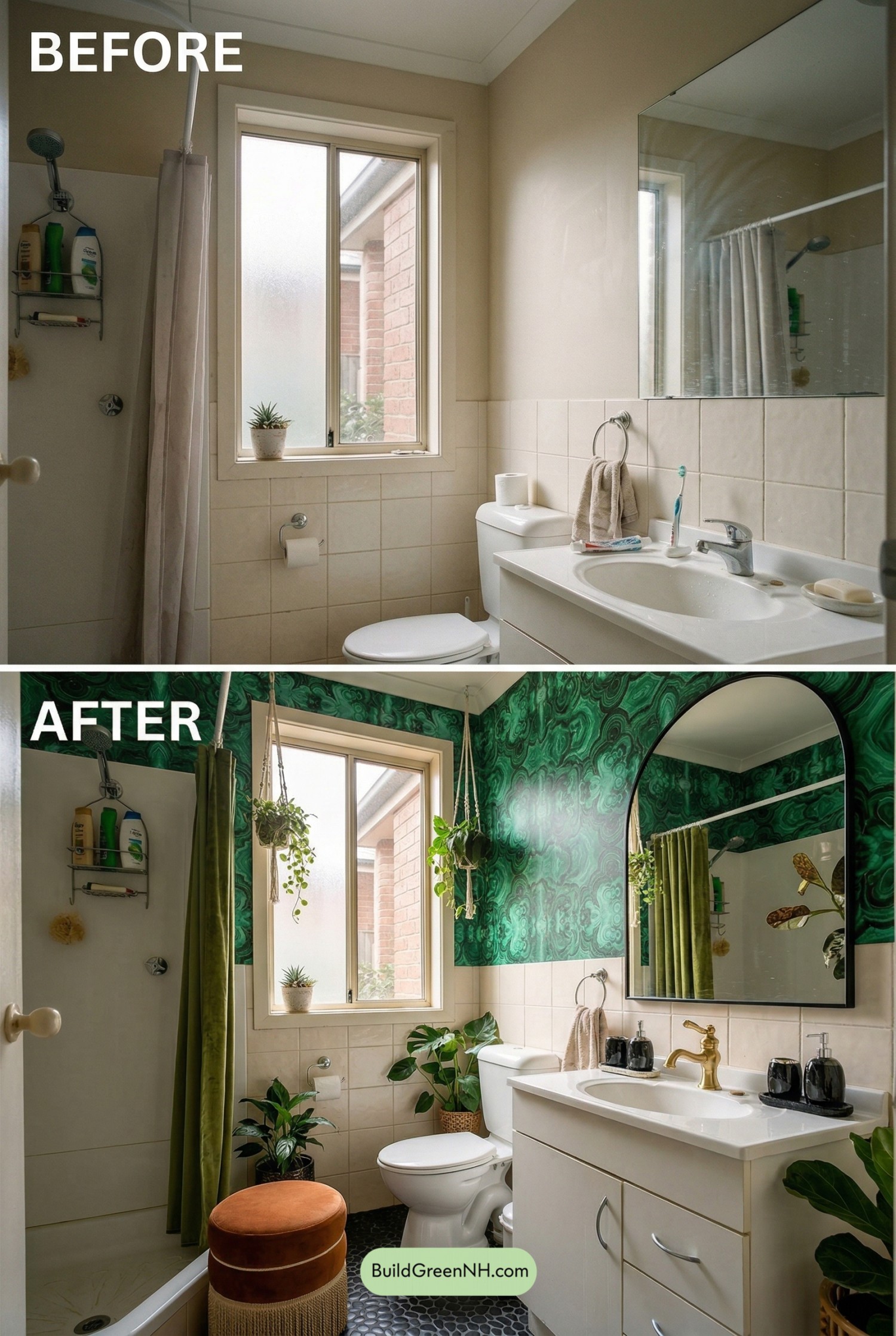 Malachite Botanical Bathroom Makeover