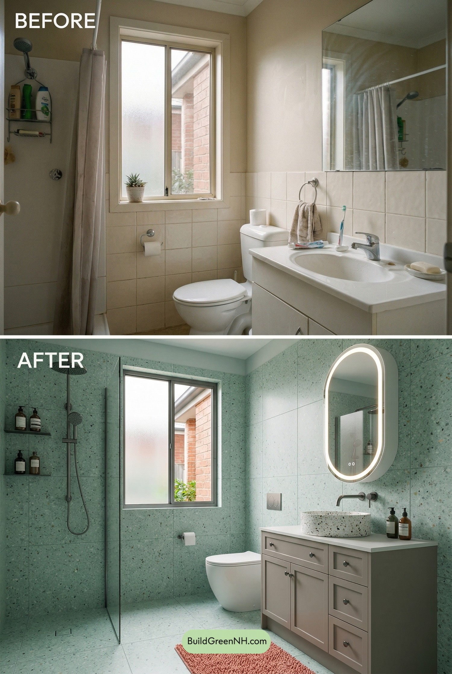 Seafoam Terrazzo Bathroom Makeover