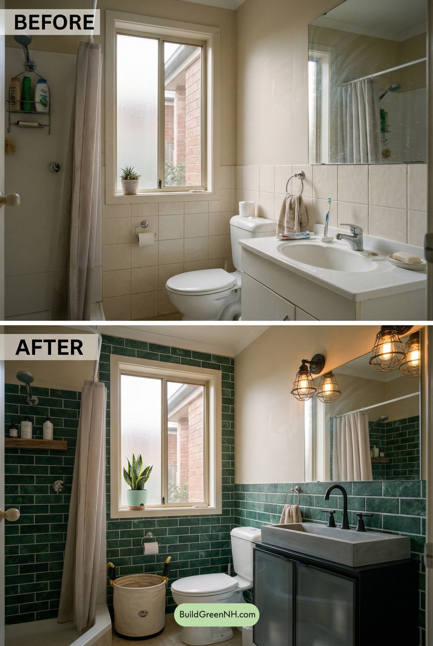 Hunter Green Loft Bathroom Refresh