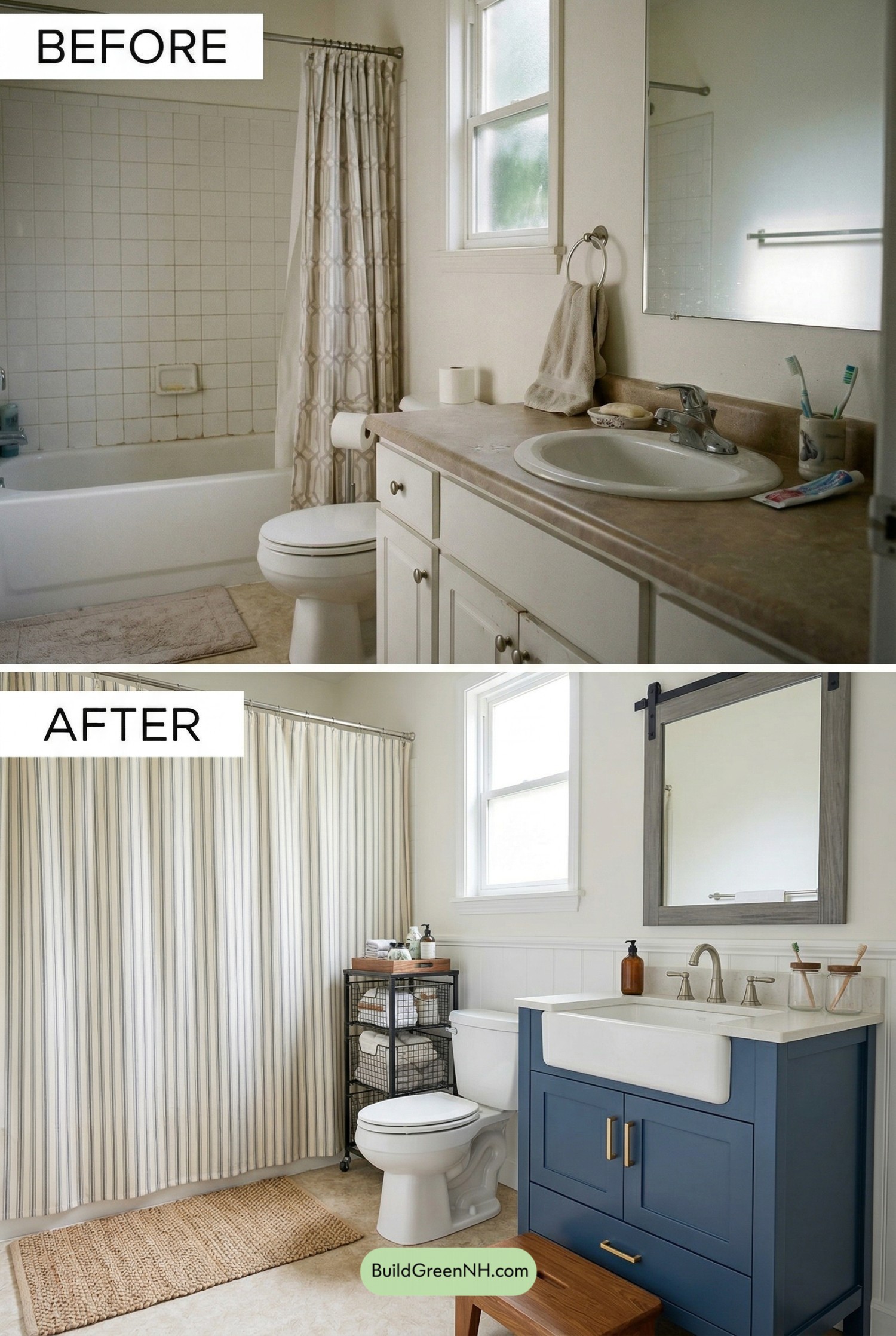 Denim-Blue Farmhouse Bath Refresh