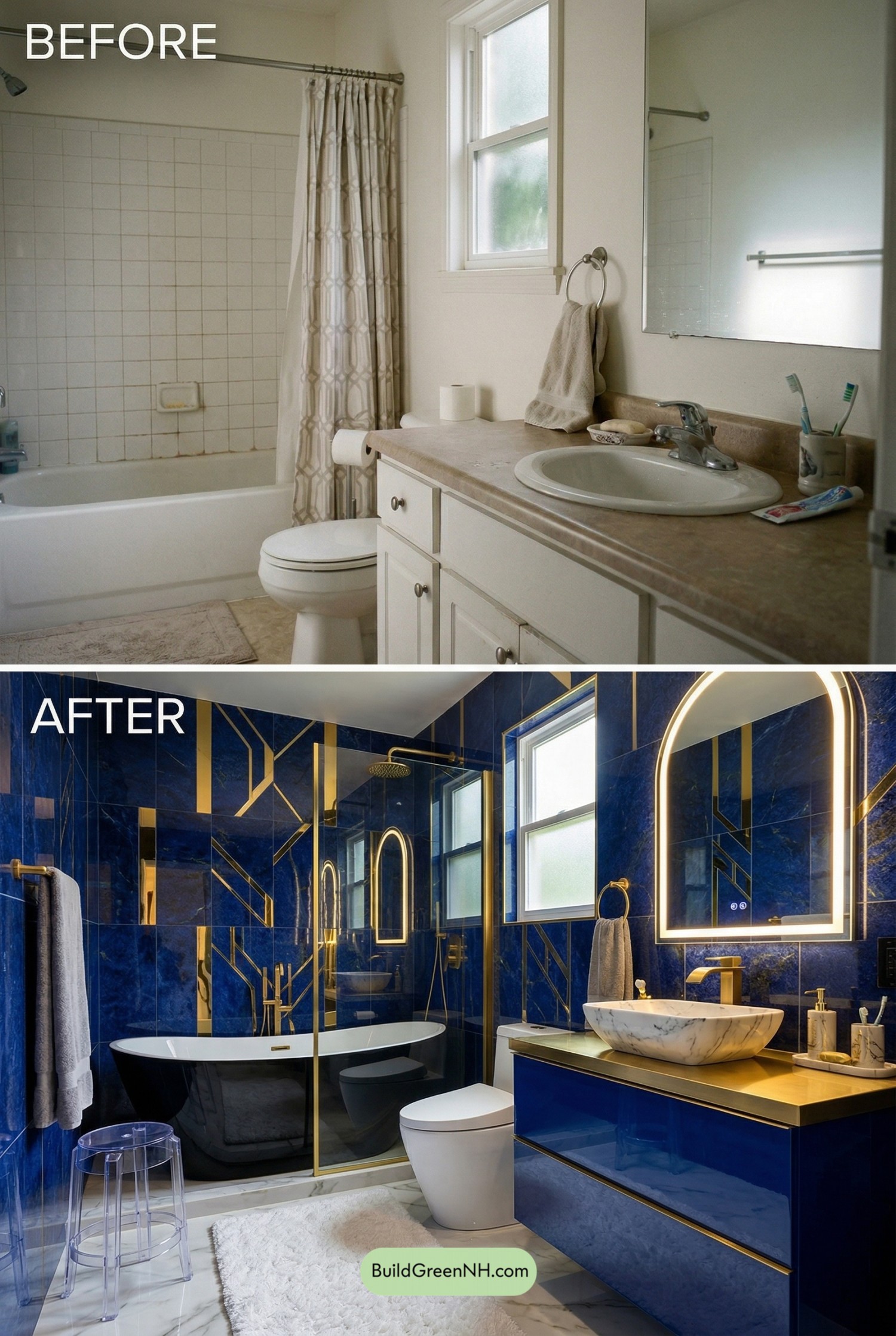 Ultramarine Glam Bathroom Makeover