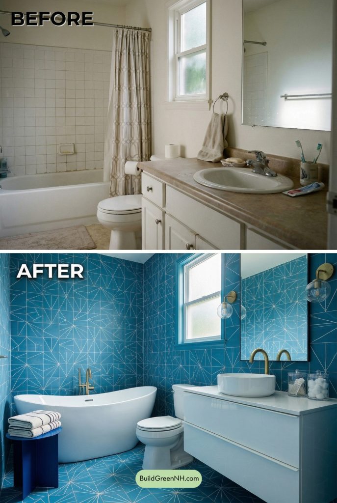 Cerulean Geometry Bathroom Makeover