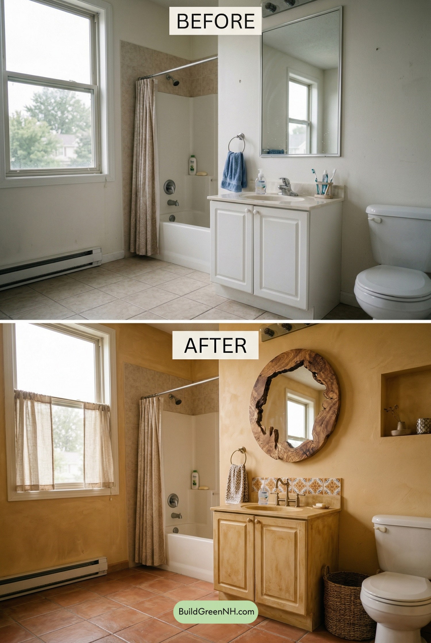 Mediterranean Ochre Bathroom Refresh
