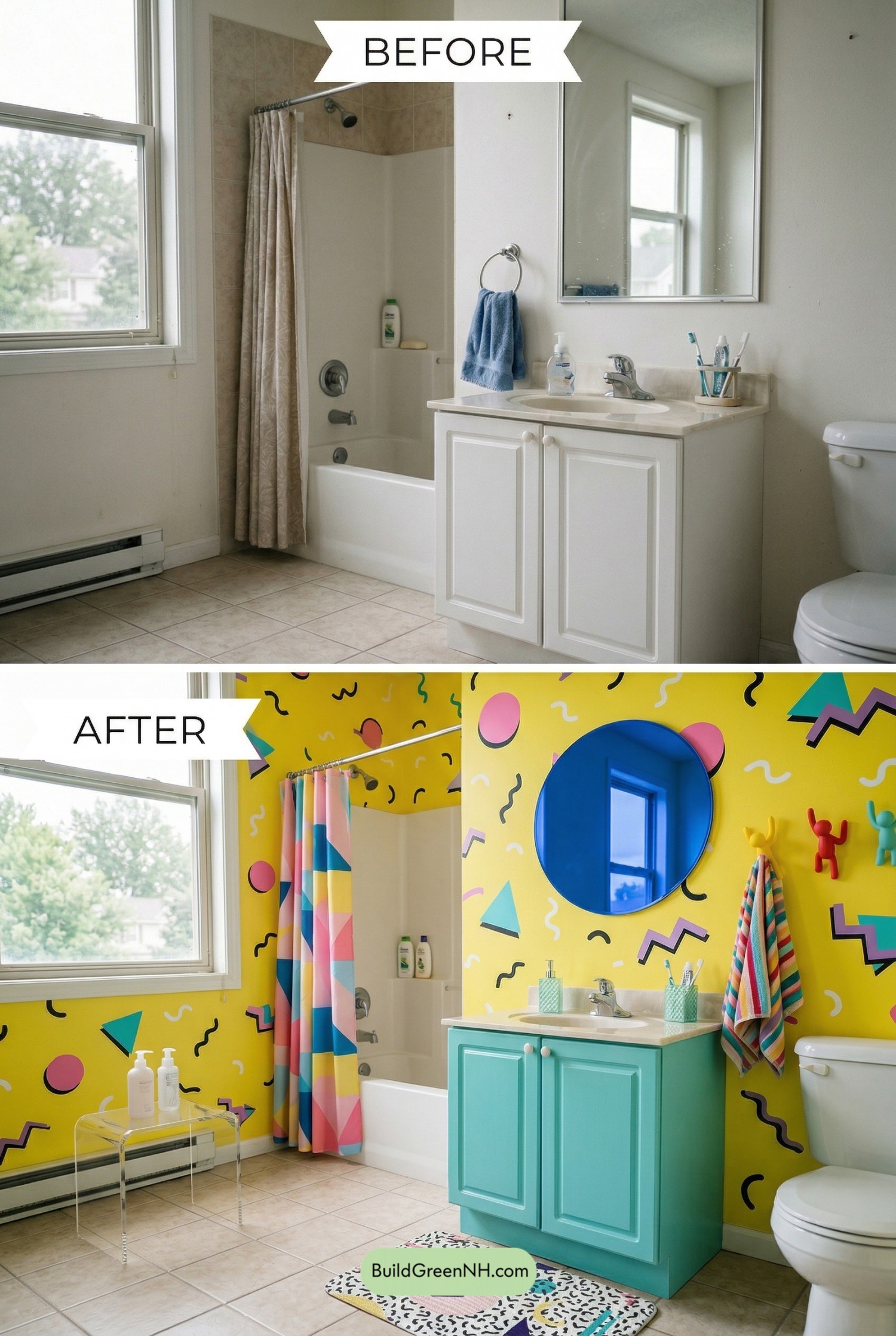 Memphis Lemon Bathroom Makeover