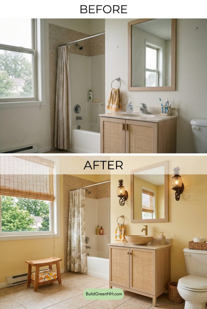 Banana-Toned Resort Bathroom Refresh