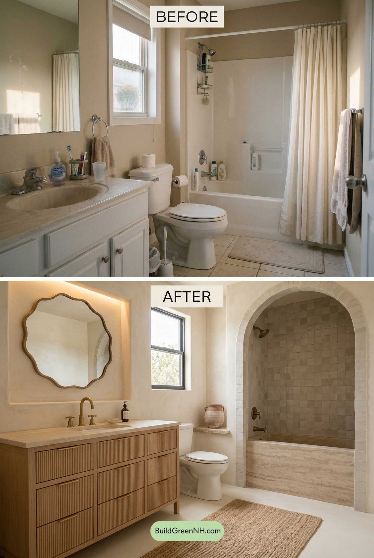 Mediterranean Neutral Bathroom Makeover