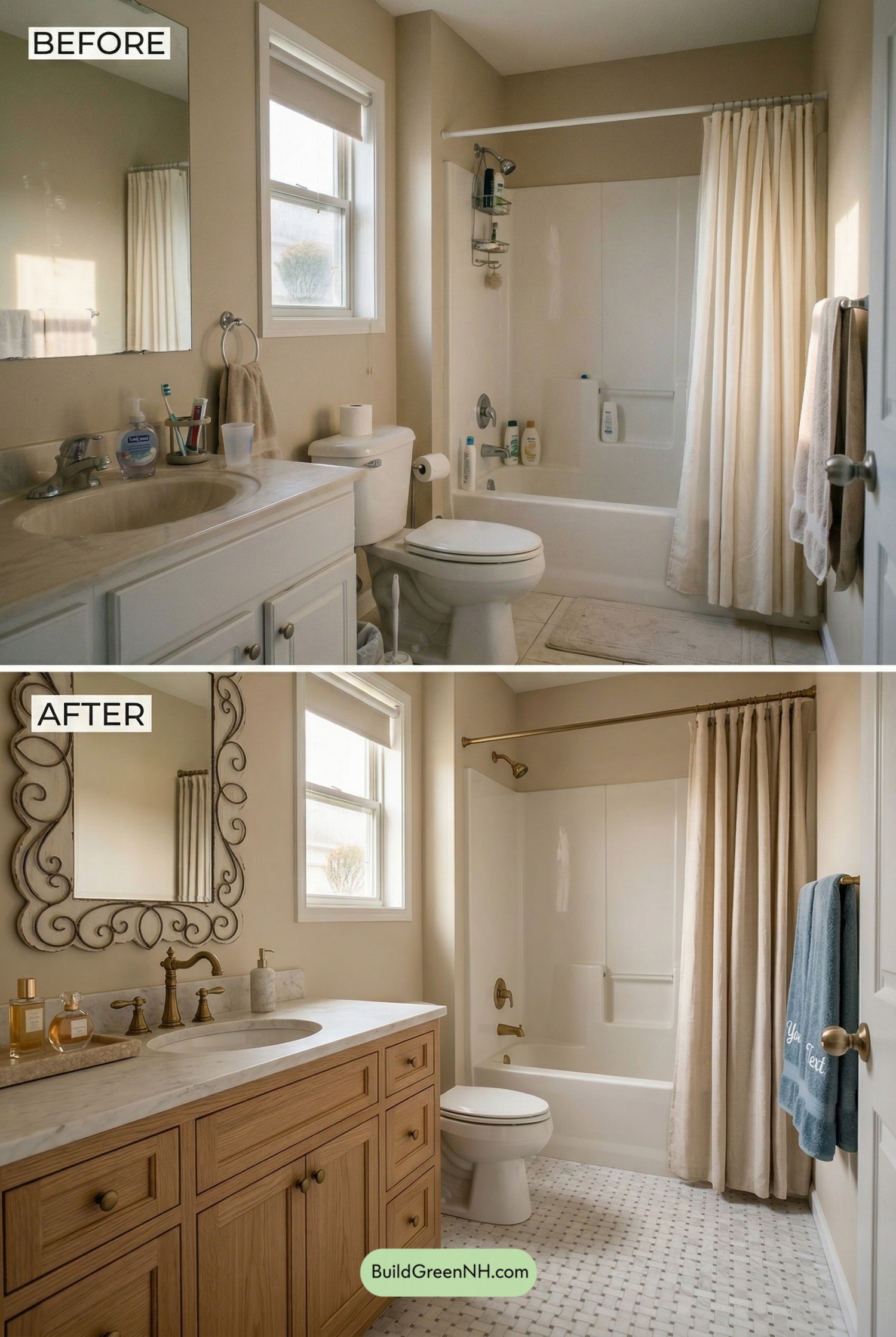 Organic French Bath in Warm Neutrals