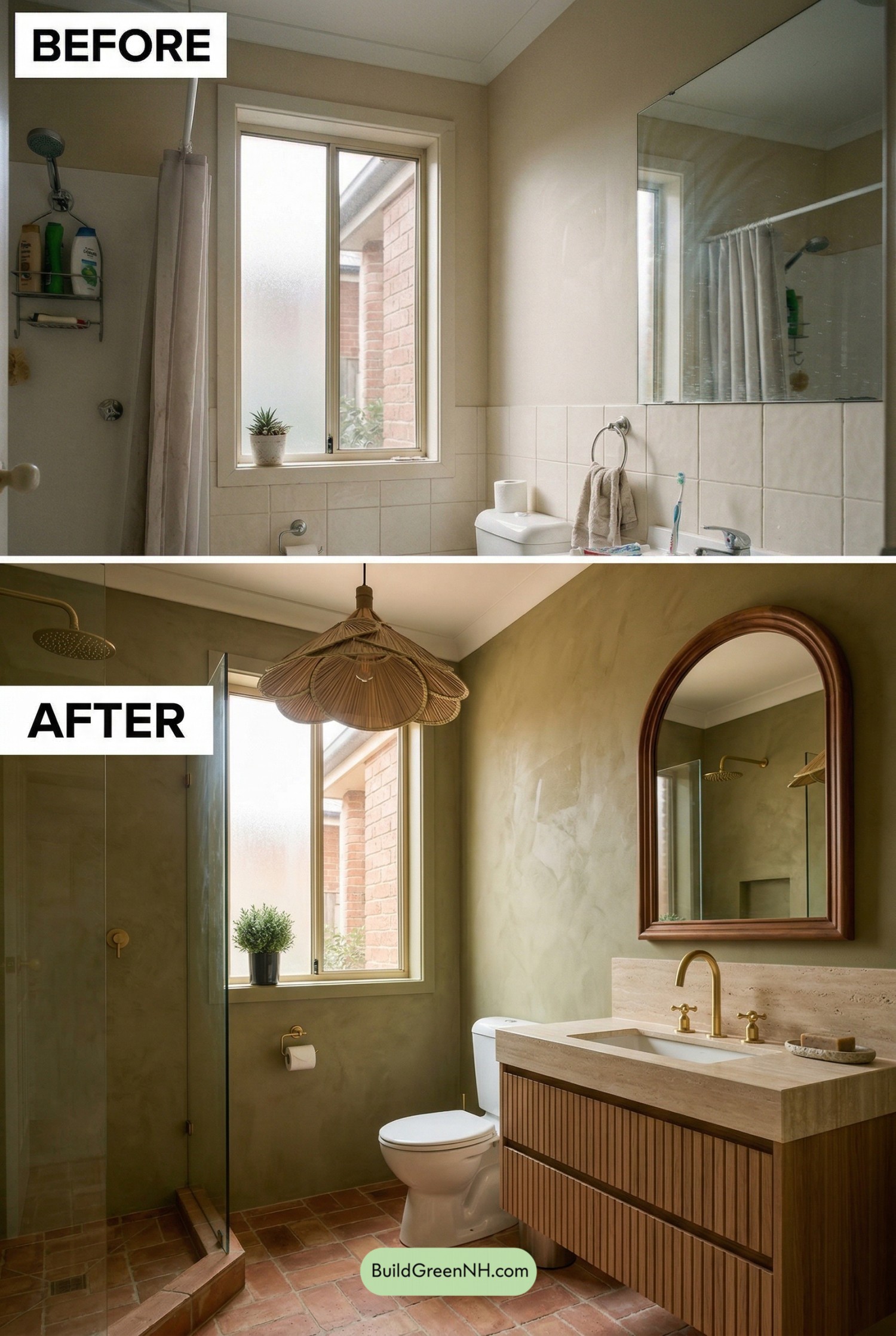 Olive Mediterranean Bathroom Makeover