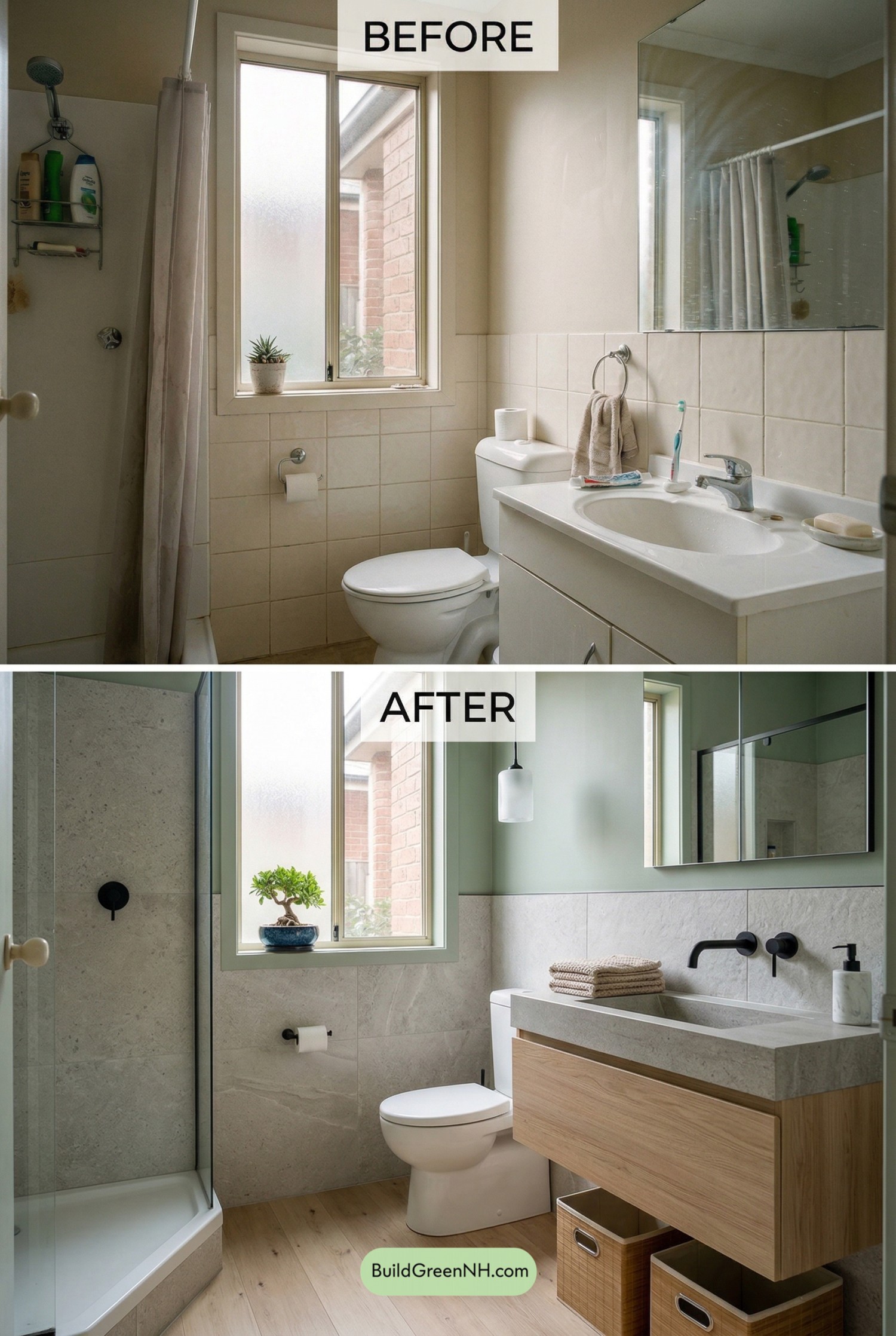 Sage Japandi Bathroom Makeover