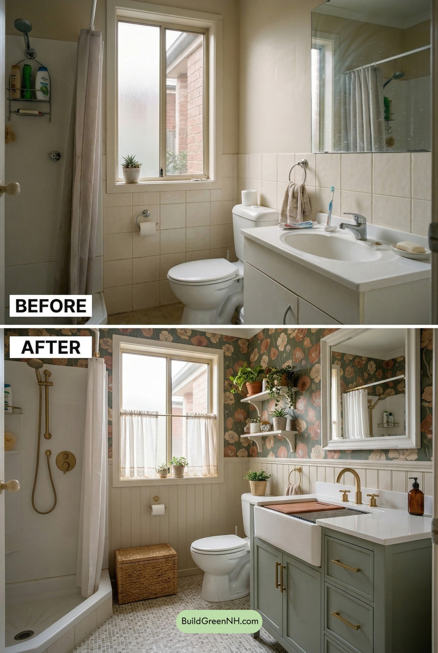 Cottagecore Green Bathroom Glow-Up