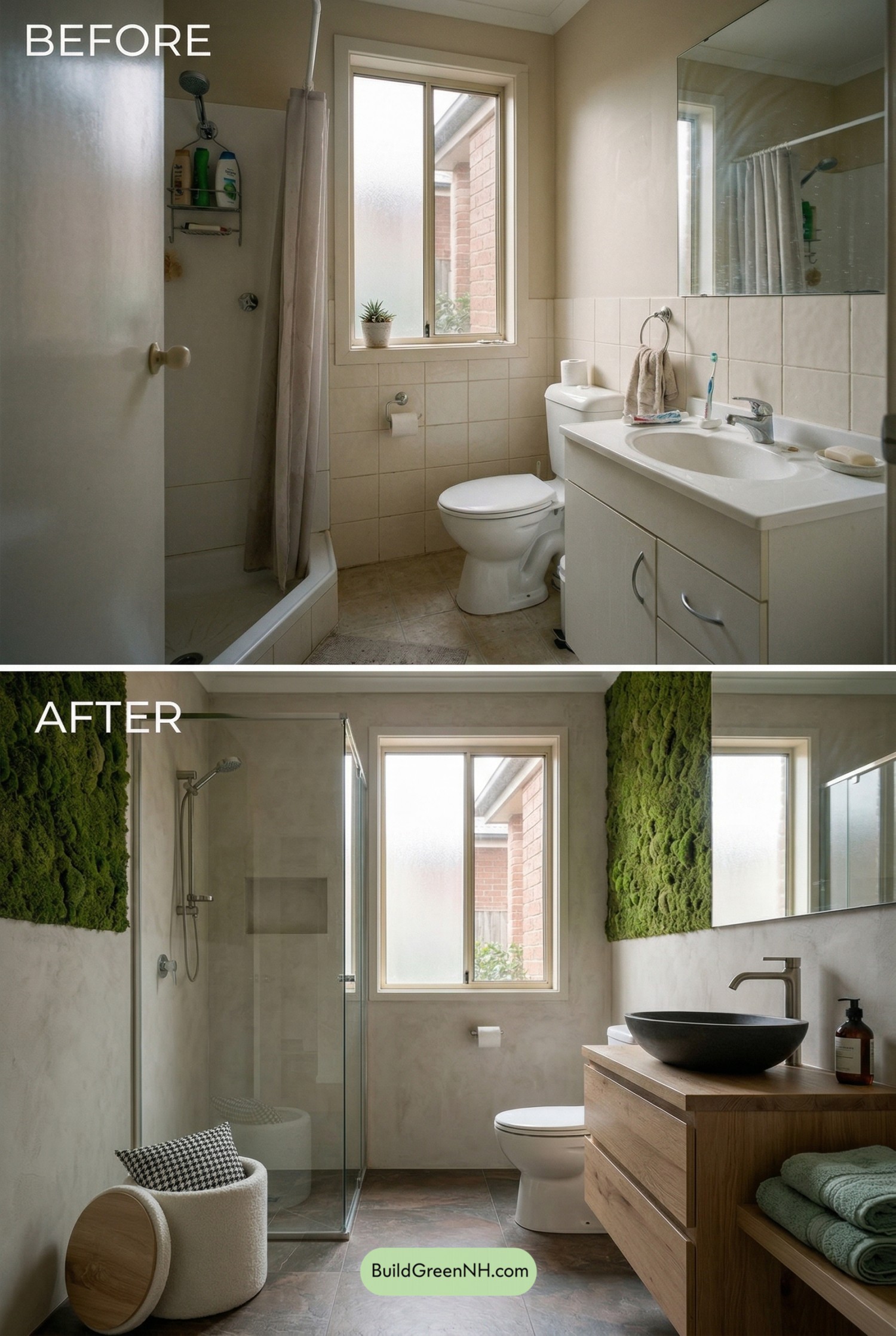 Mossy Organic Modern Bathroom Makeover