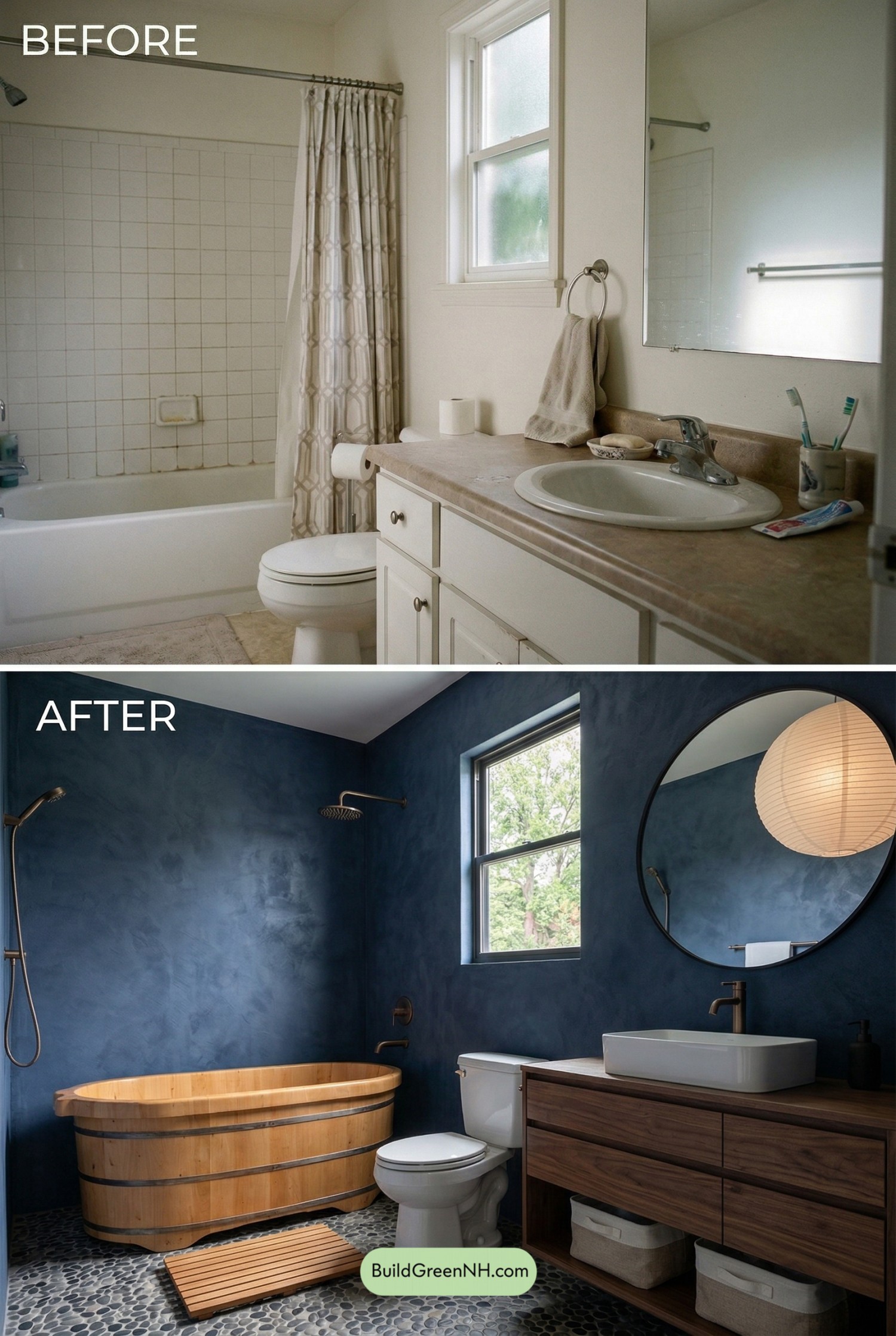 Indigo Japandi Bathroom Retreat