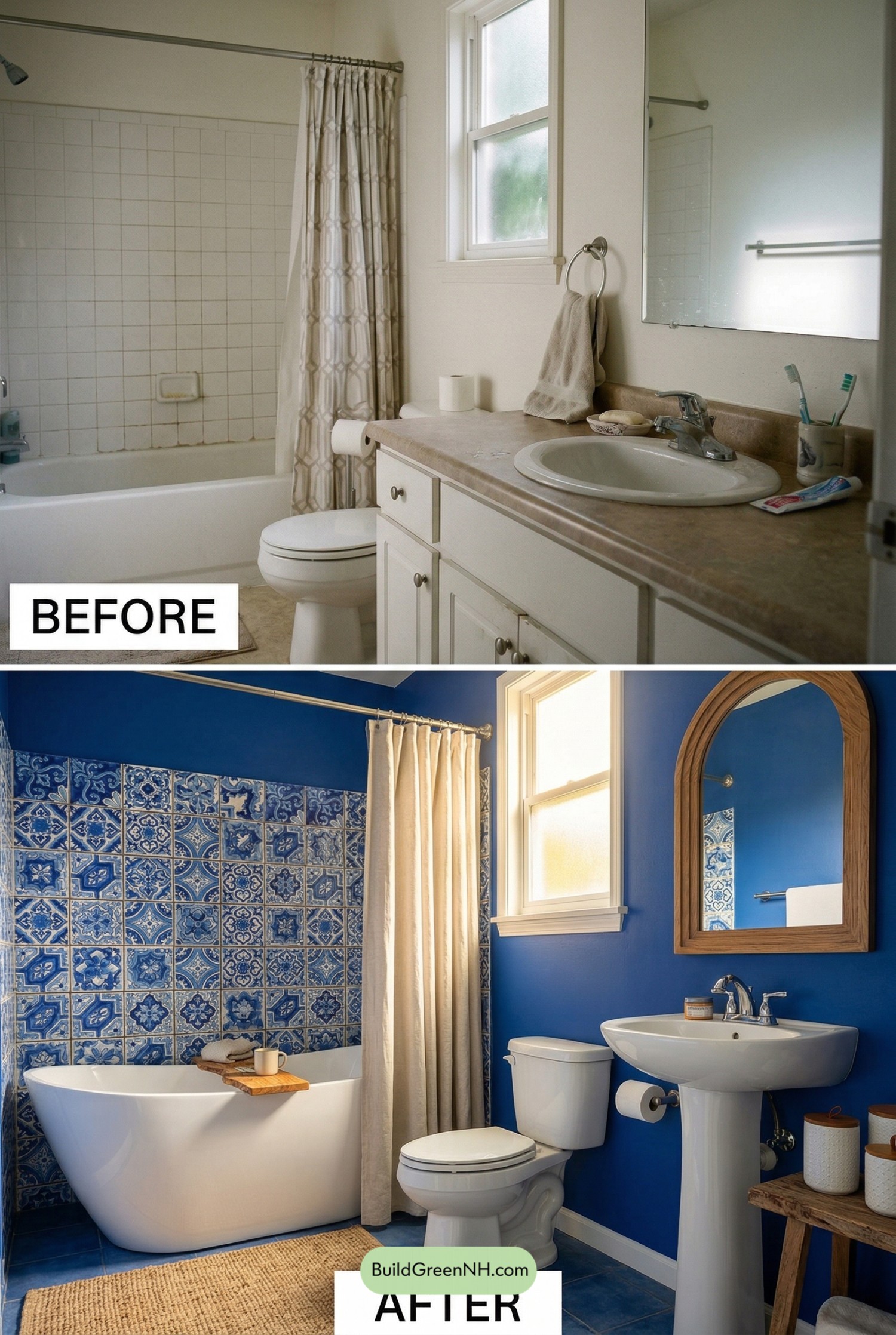 Cobalt Mediterranean Bathroom Makeover
