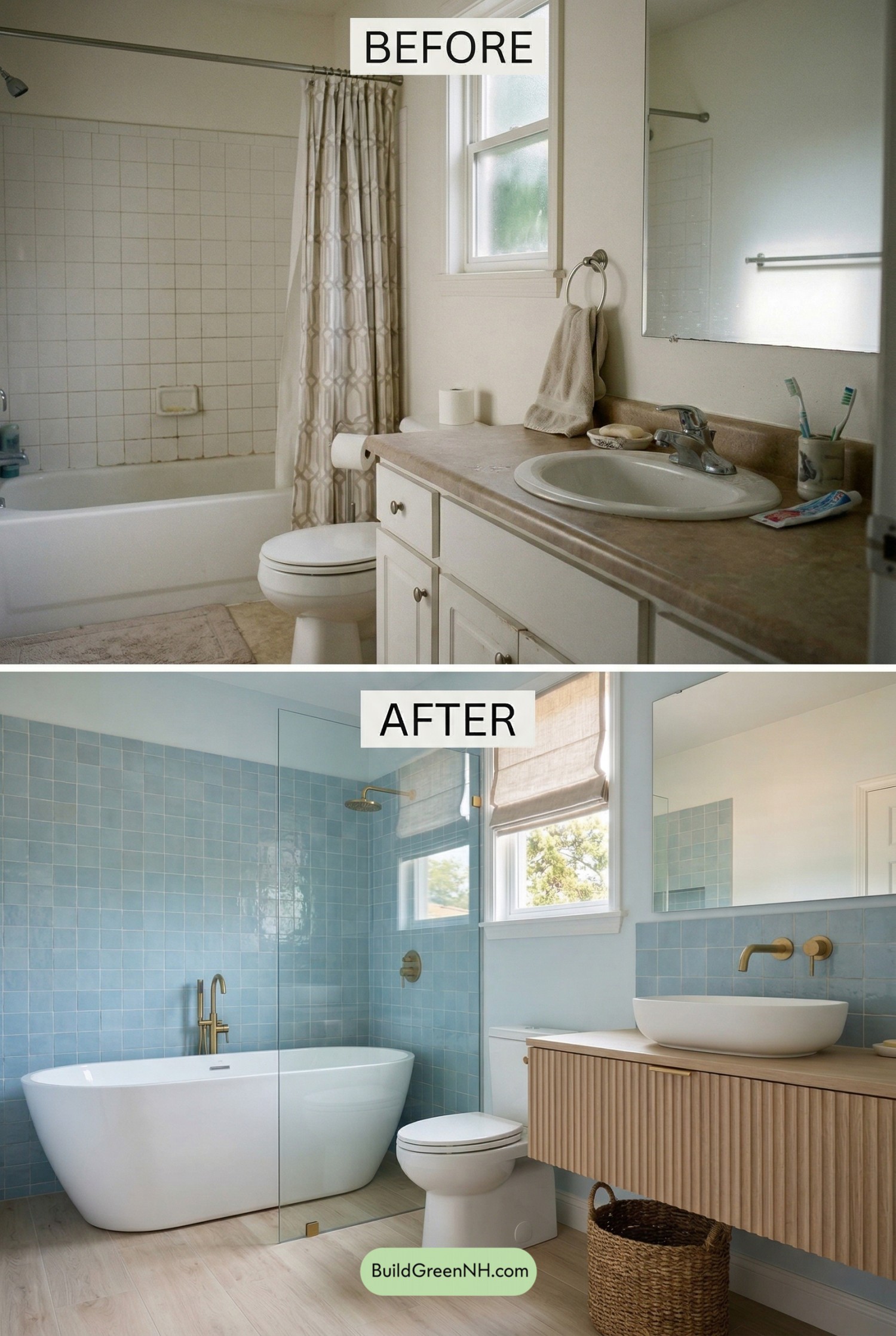 Powder-Blue Coastal Bathroom Makeover