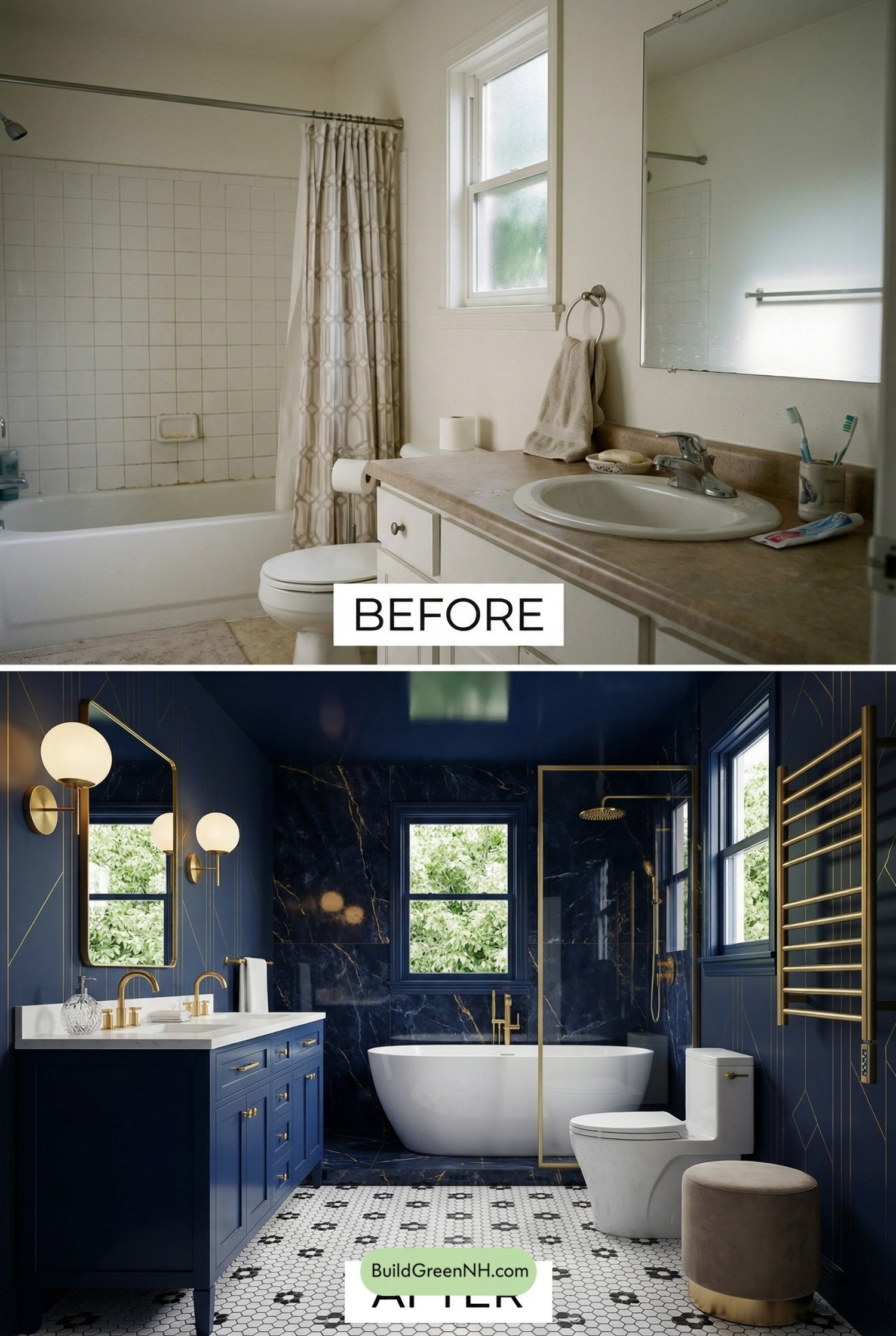 Navy Art Deco Bathroom Makeover