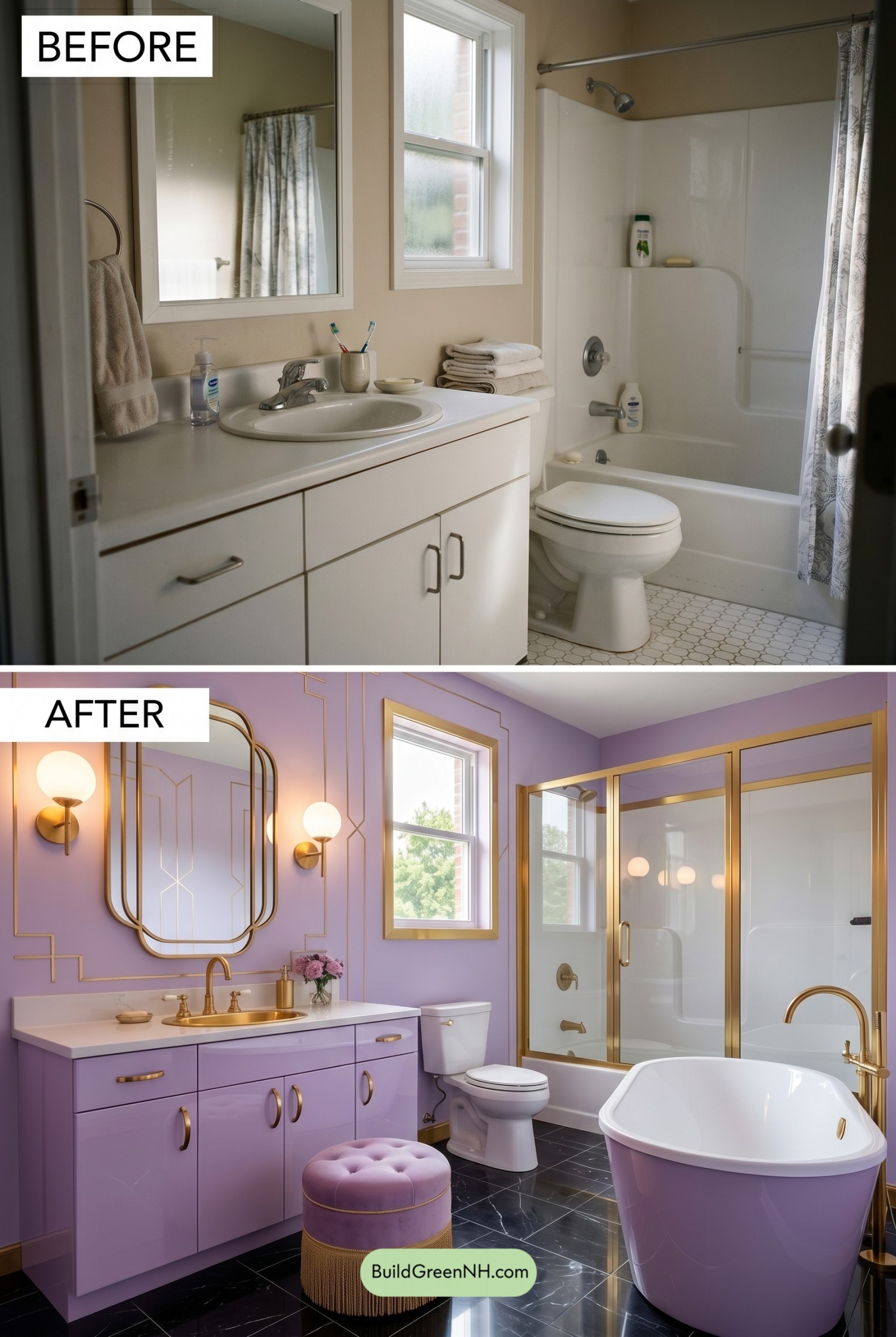 Lavender Art Deco Bathroom Glow-Up