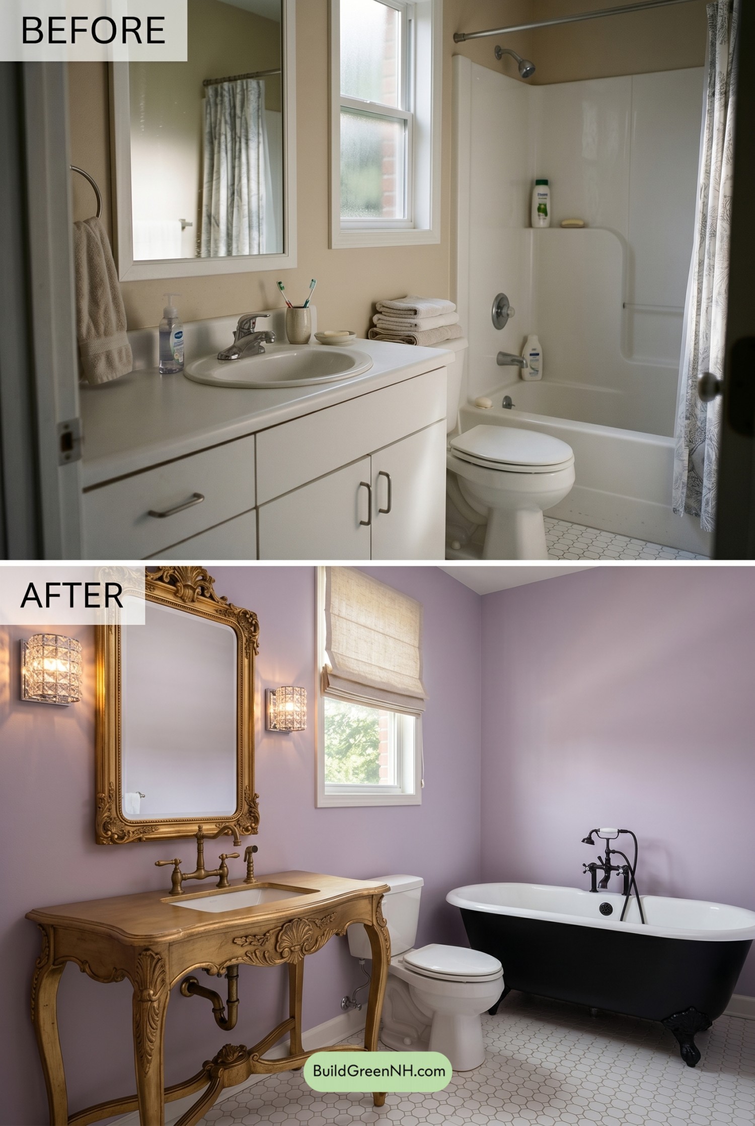 Parisian Lilac Bathroom Makeover