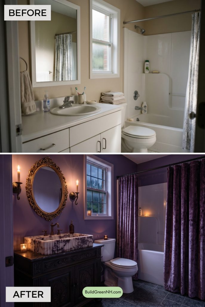 Moody Lavender Gothic Bathroom Makeover