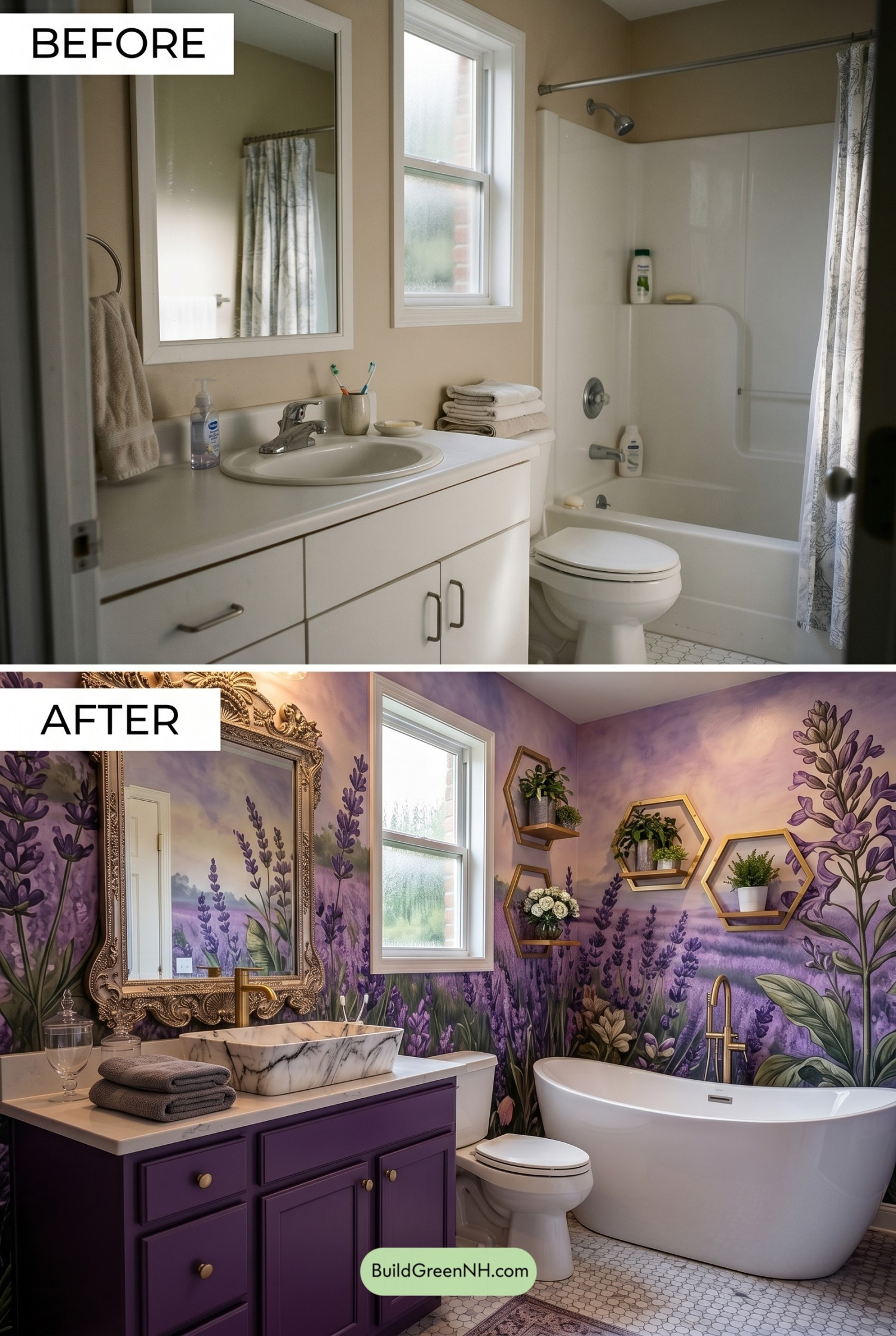 Lavender Botanical Bathroom Makeover