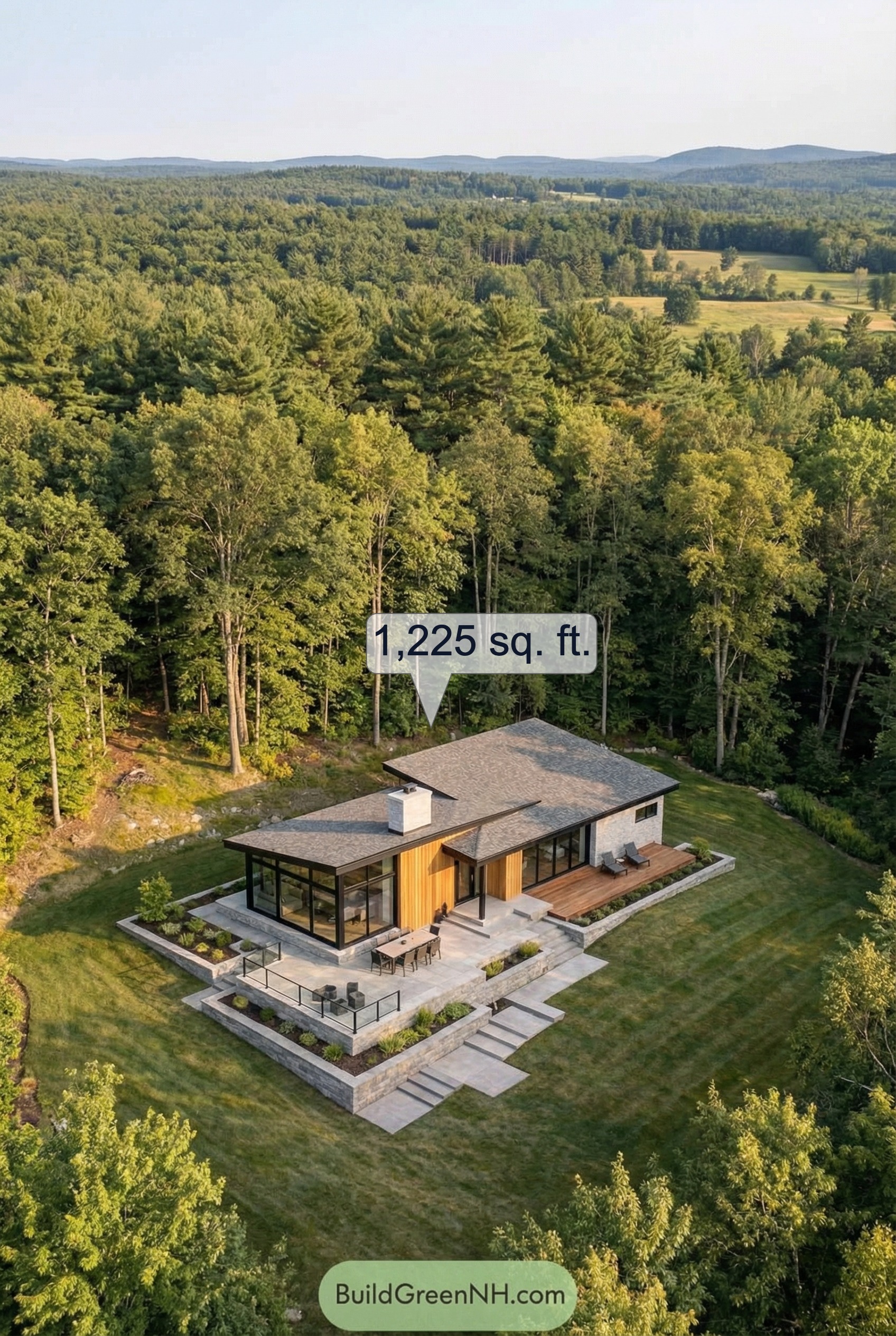 Woodland Terrace Glass Courtyard Retreat Top View