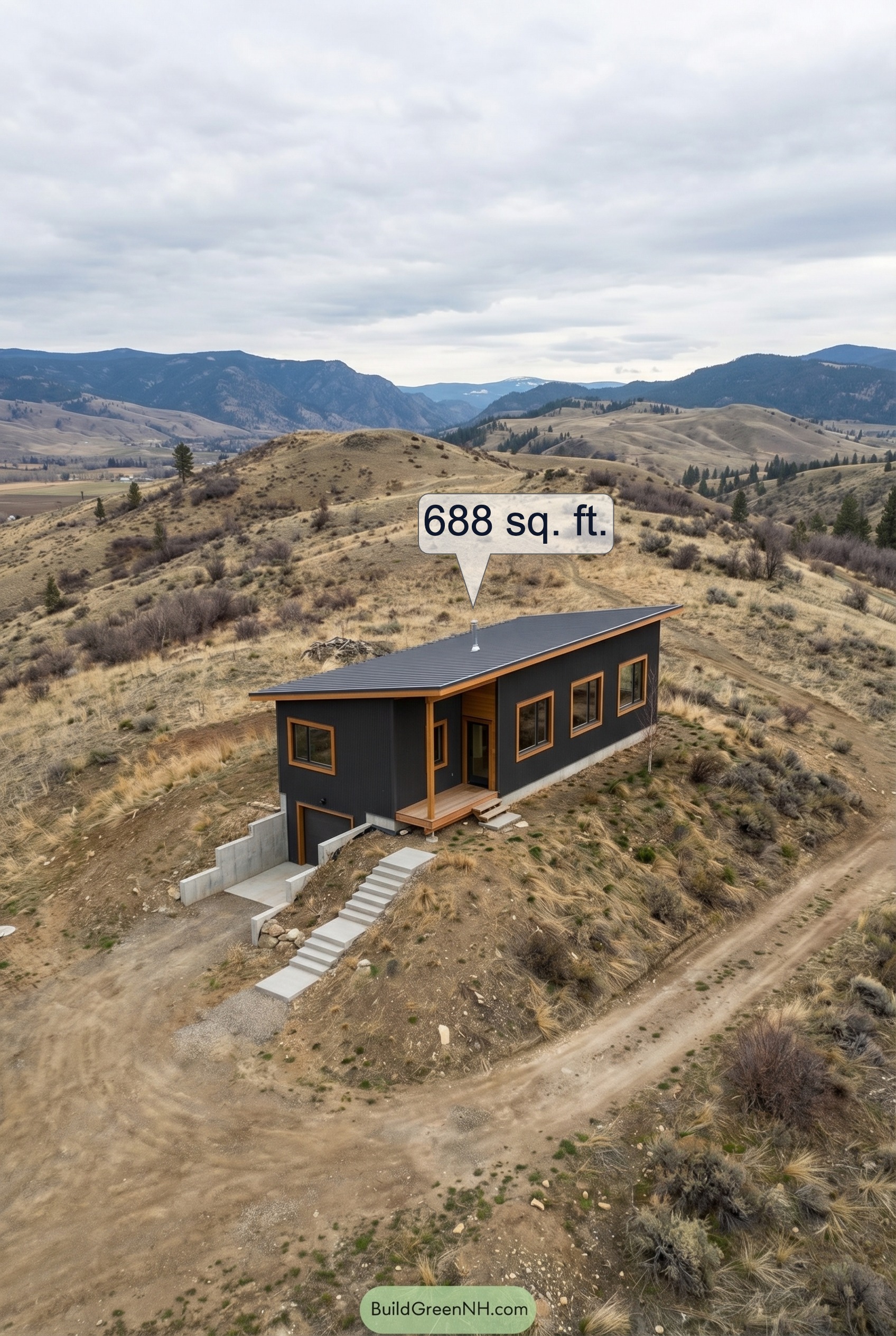 Slope Side Cabin With Charcoal Cladding Top View