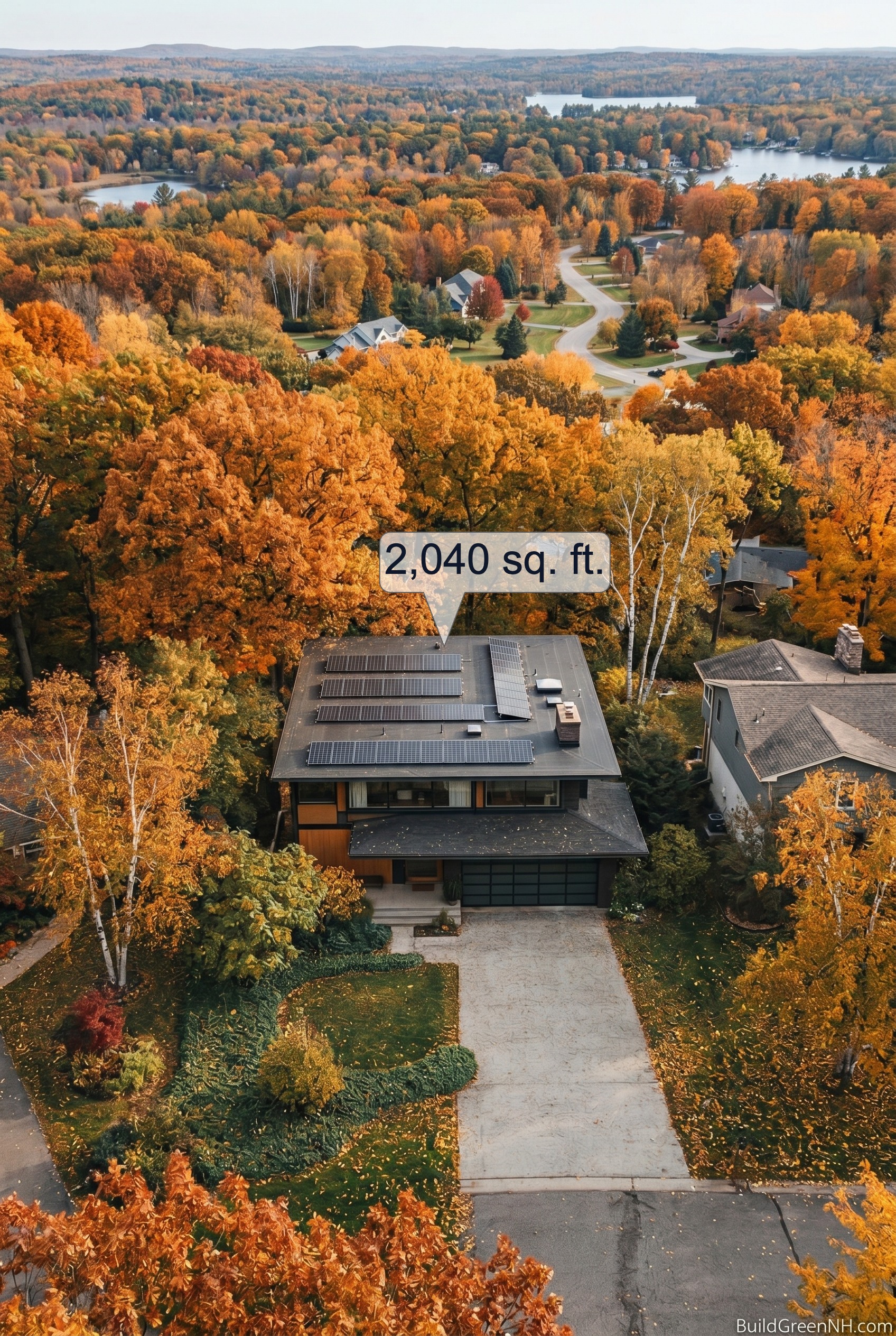Flat Roof House With Wide Eaves Top View