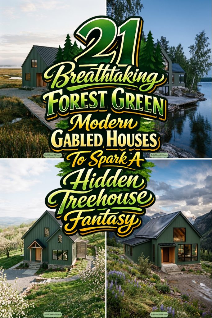 21 Breathtaking Forest Green Modern Gabled Houses To Spark A Hidden Treehouse Fantasy