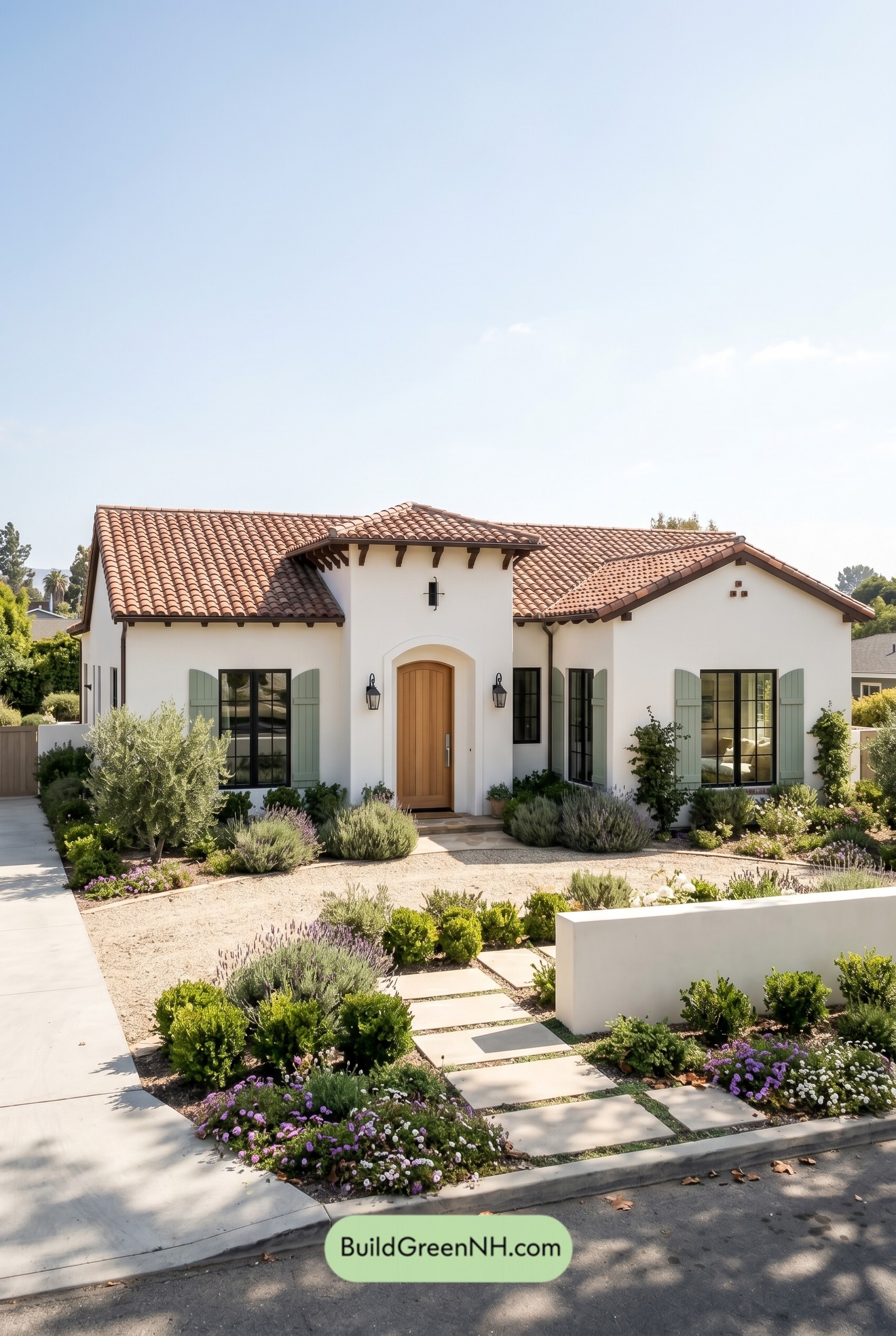 Single Story, 2 Beds, 1 Baths, 800 sq. ft., Mediterranean House Floor Plans: Arcade House on Quiet Lane