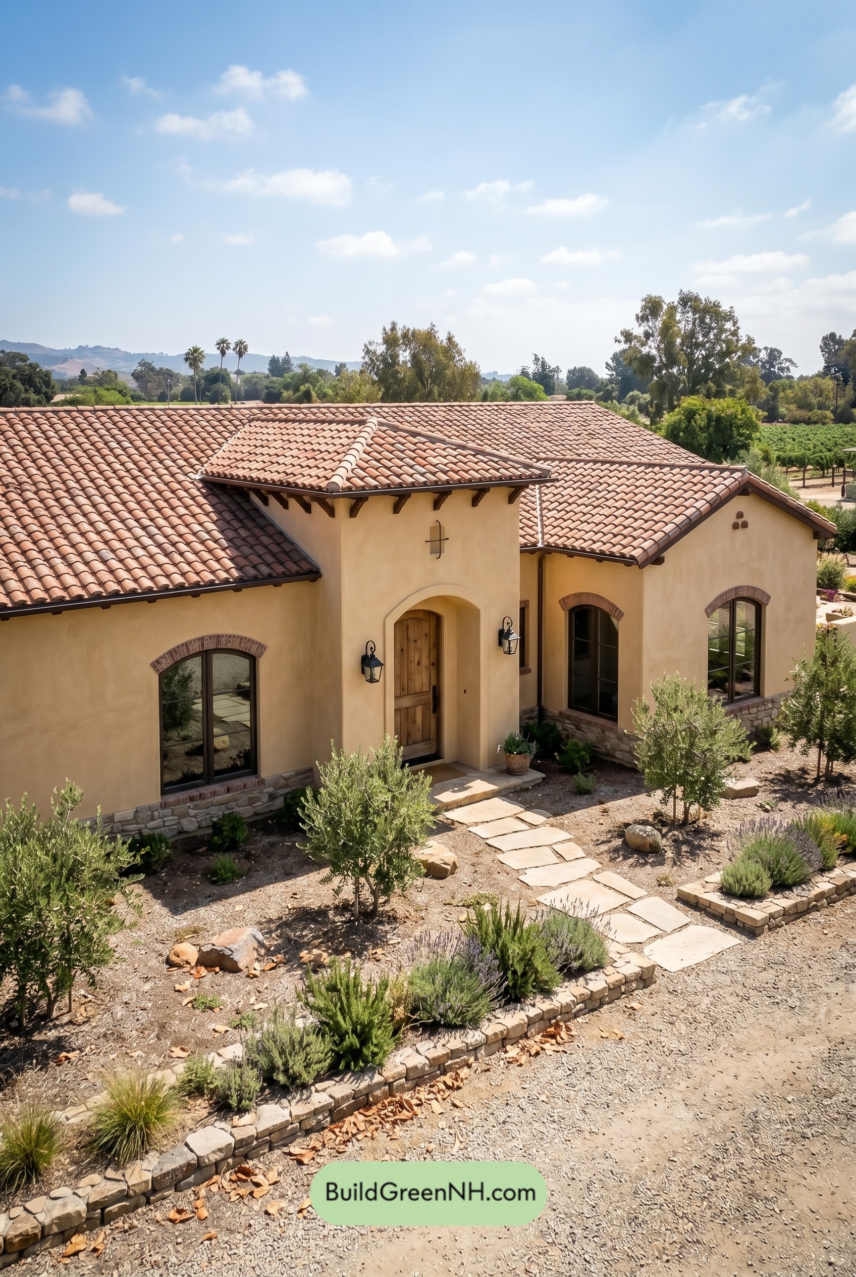 Single Story, 2 Beds, 1 Baths, 840 sq. ft., Mediterranean House Floor Plans: Olive Row Micro-Villa