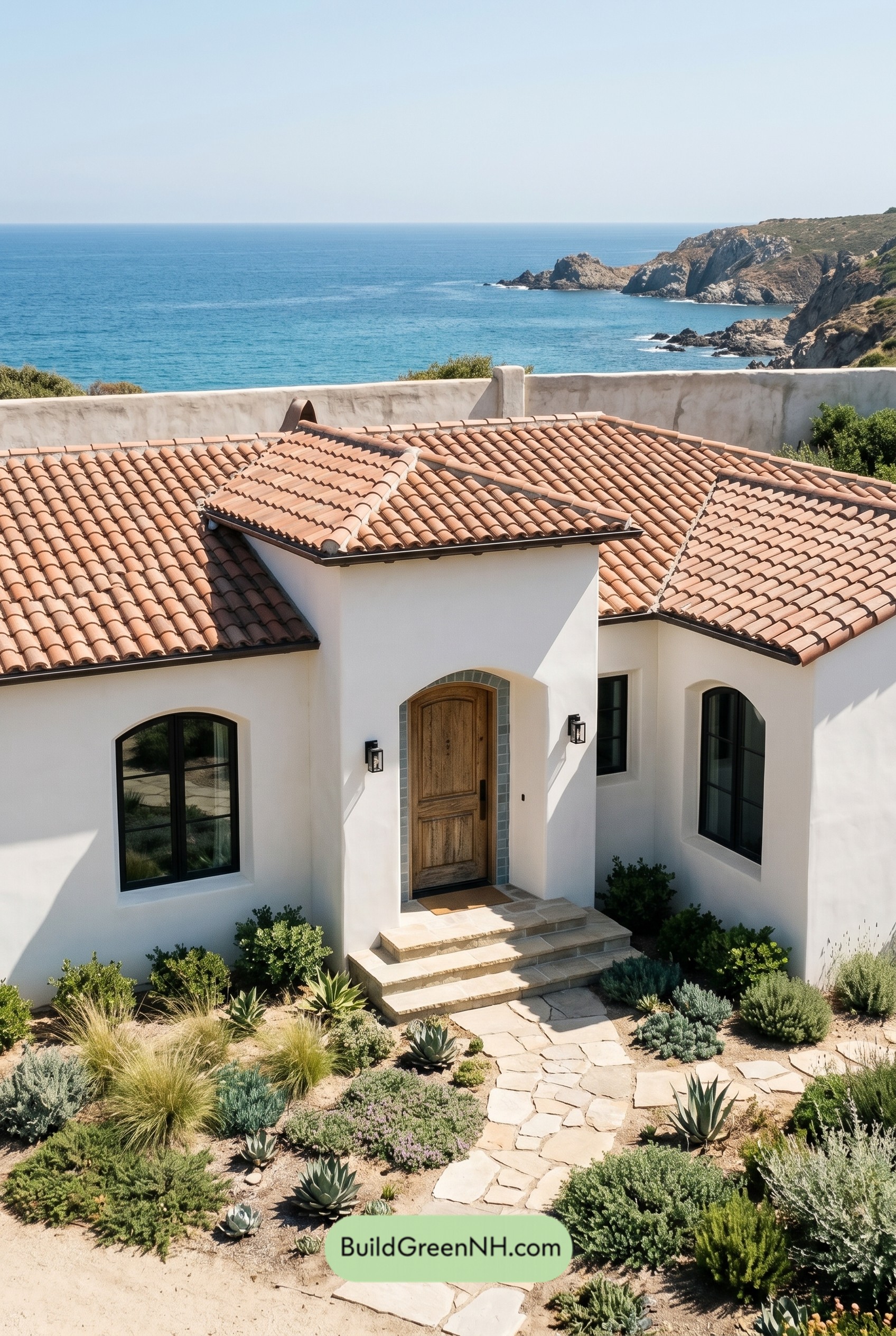 Single Story, 2 Beds, 1 Baths, 800 sq. ft., Mediterranean House Floor Plans: Clifftop Terracotta Atelier