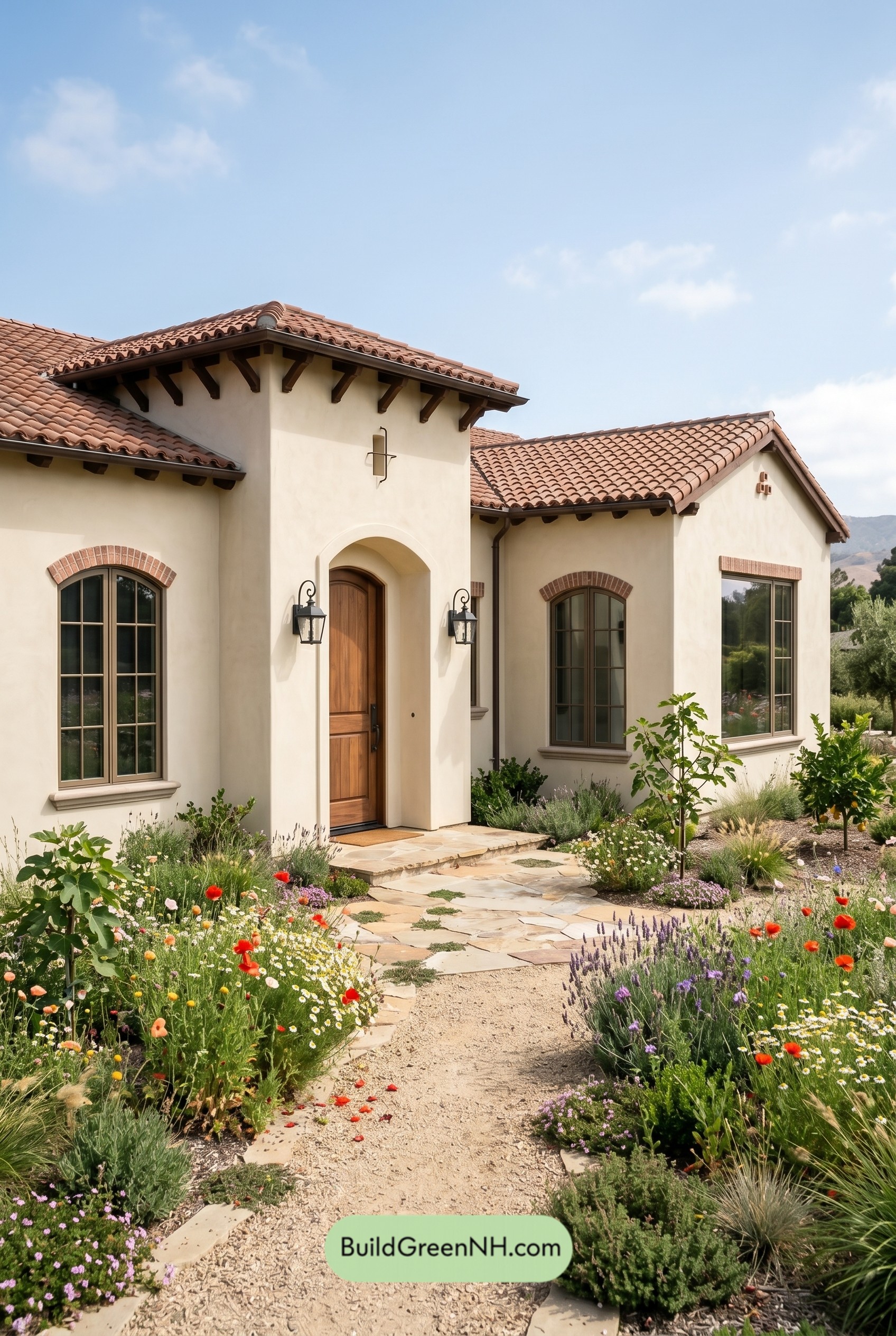 Single Story, 2 Beds, 1 Baths, 800 sq. ft., Mediterranean House Floor Plans: Meadow Arch Casita