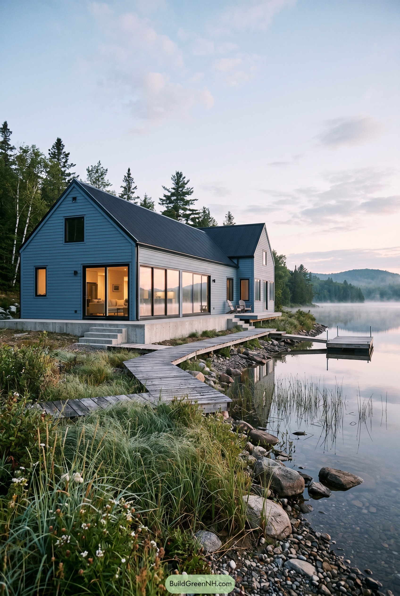 Dusty Blue Modern Gabled Houses