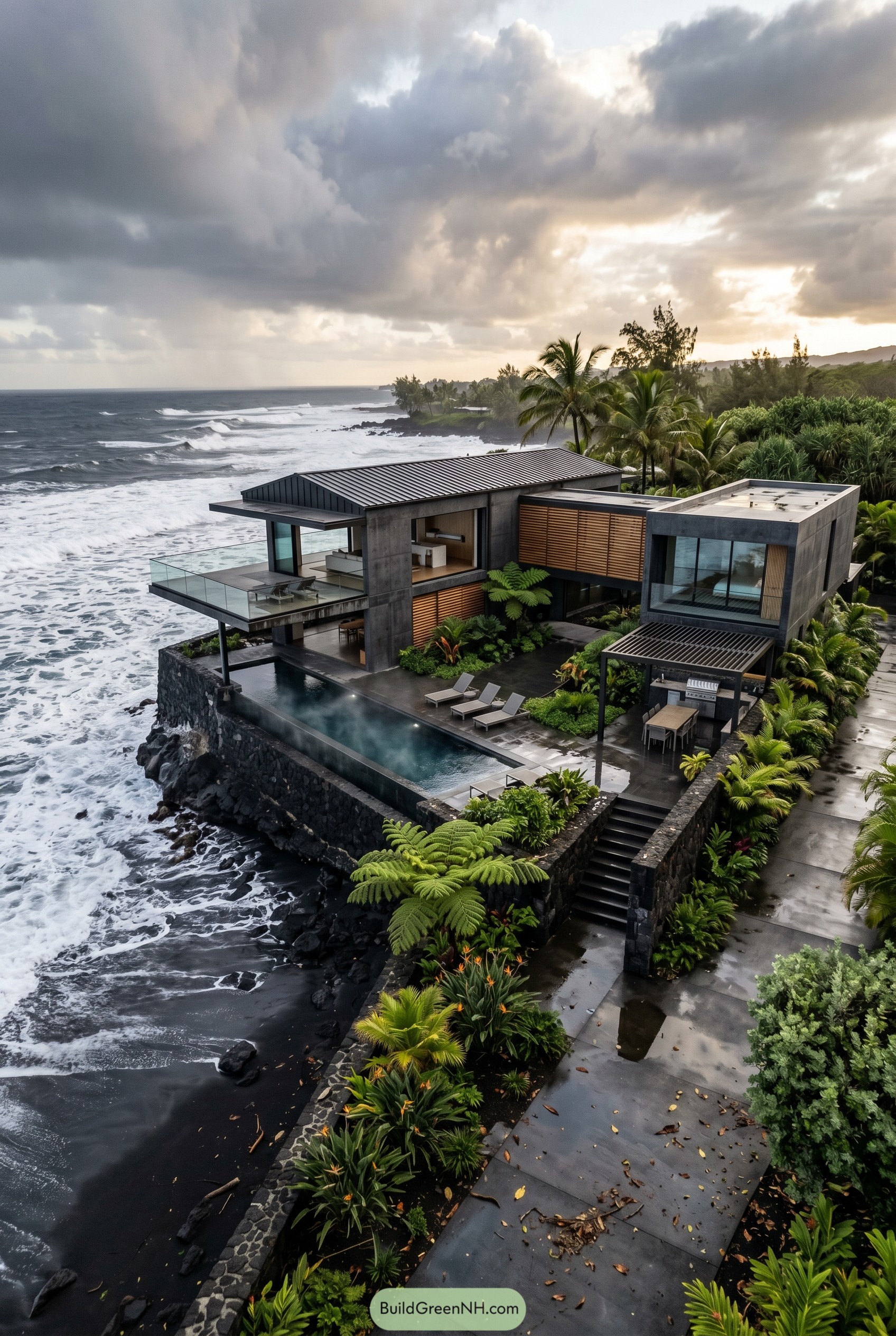Modern oceanfront villa with cliffside pool
