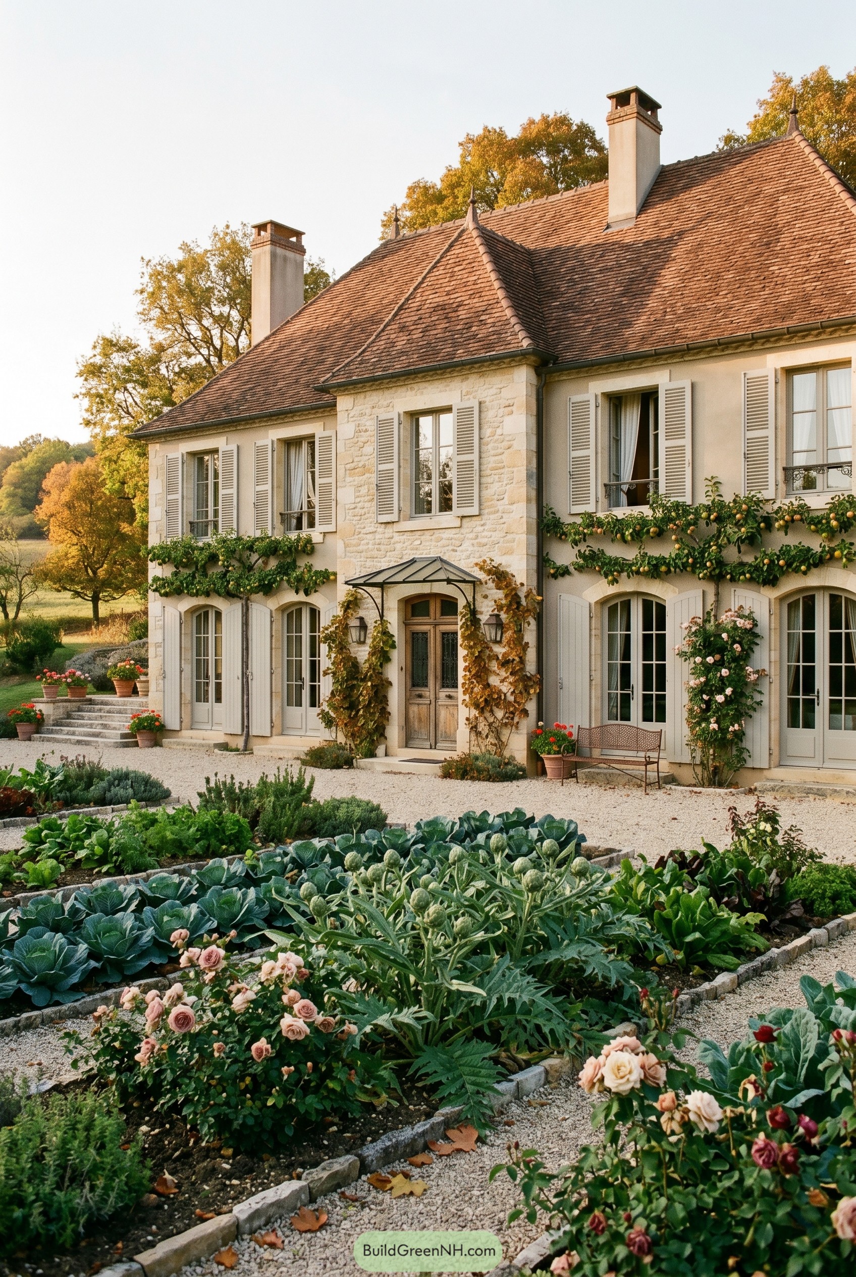 French country house with potager garden