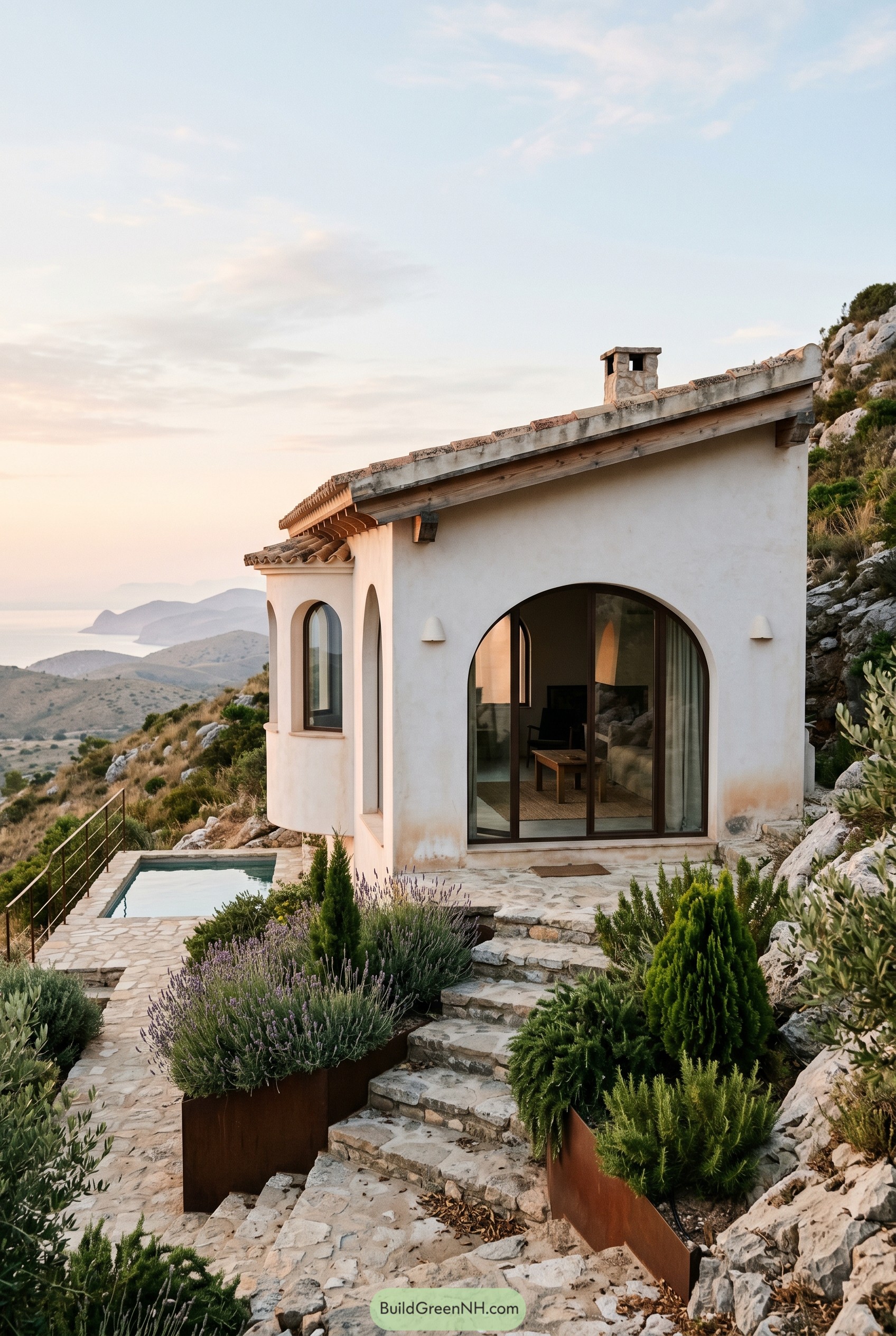 Mediterranean hillside cottage with plunge pool
