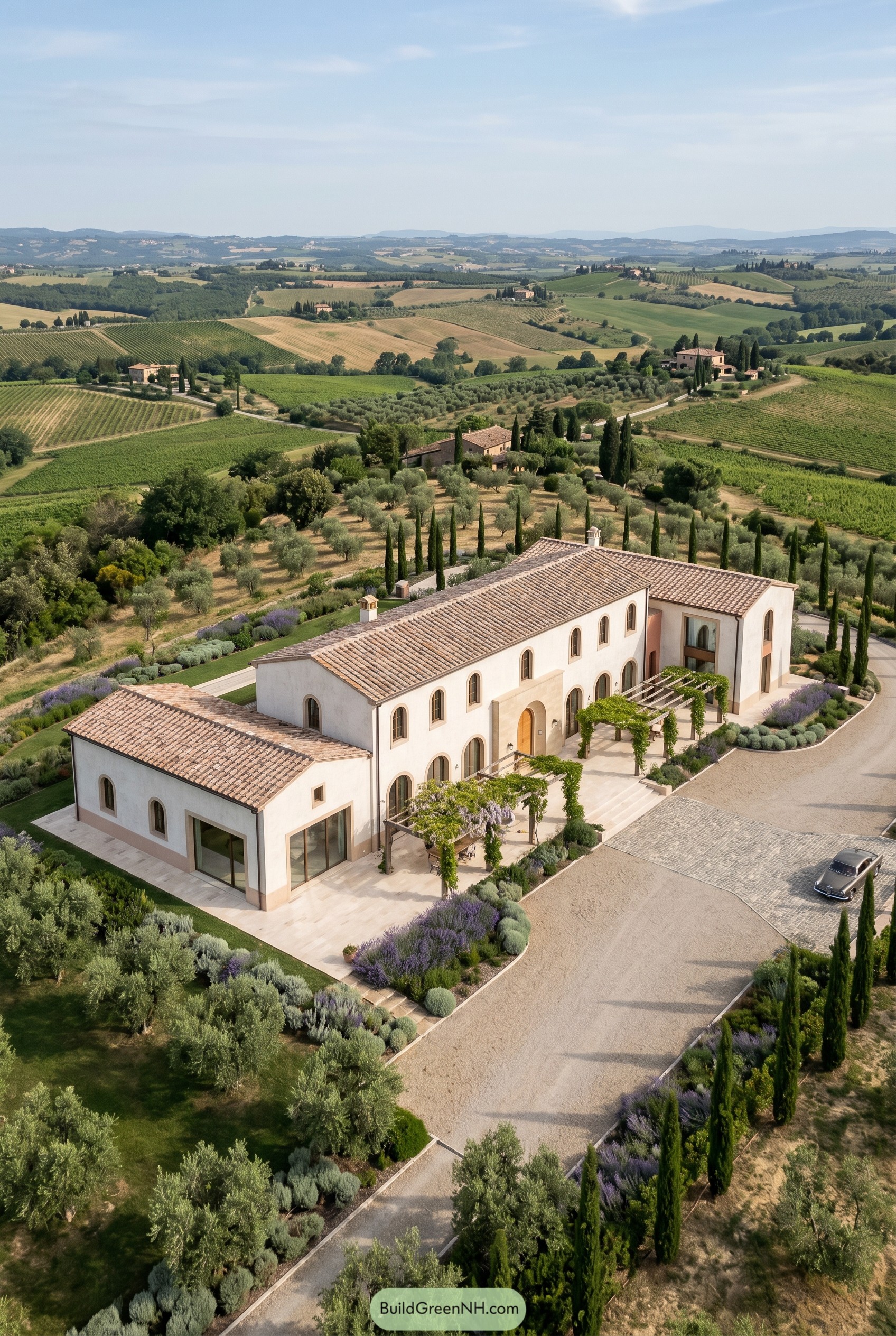 Large Tuscan villa with pergolas and olive groves