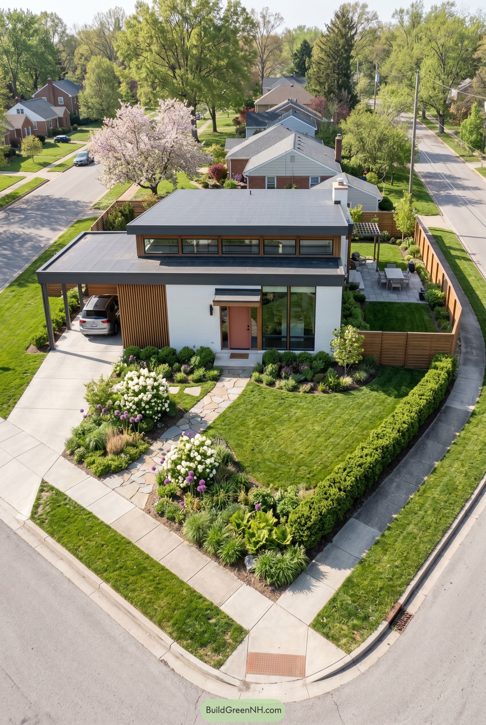 Modern corner lot home with clerestory windows
