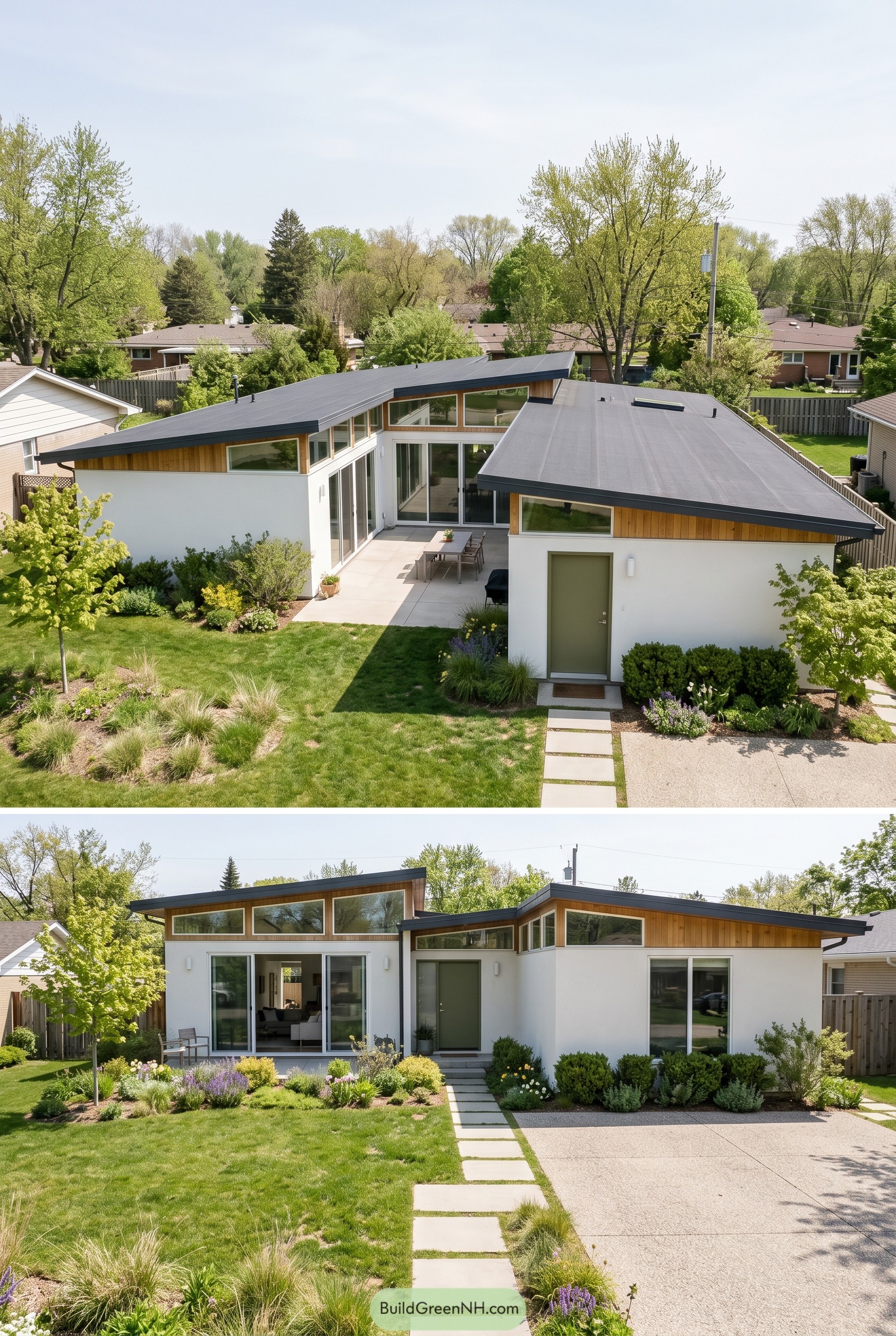 Single story modern home with clerestory windows