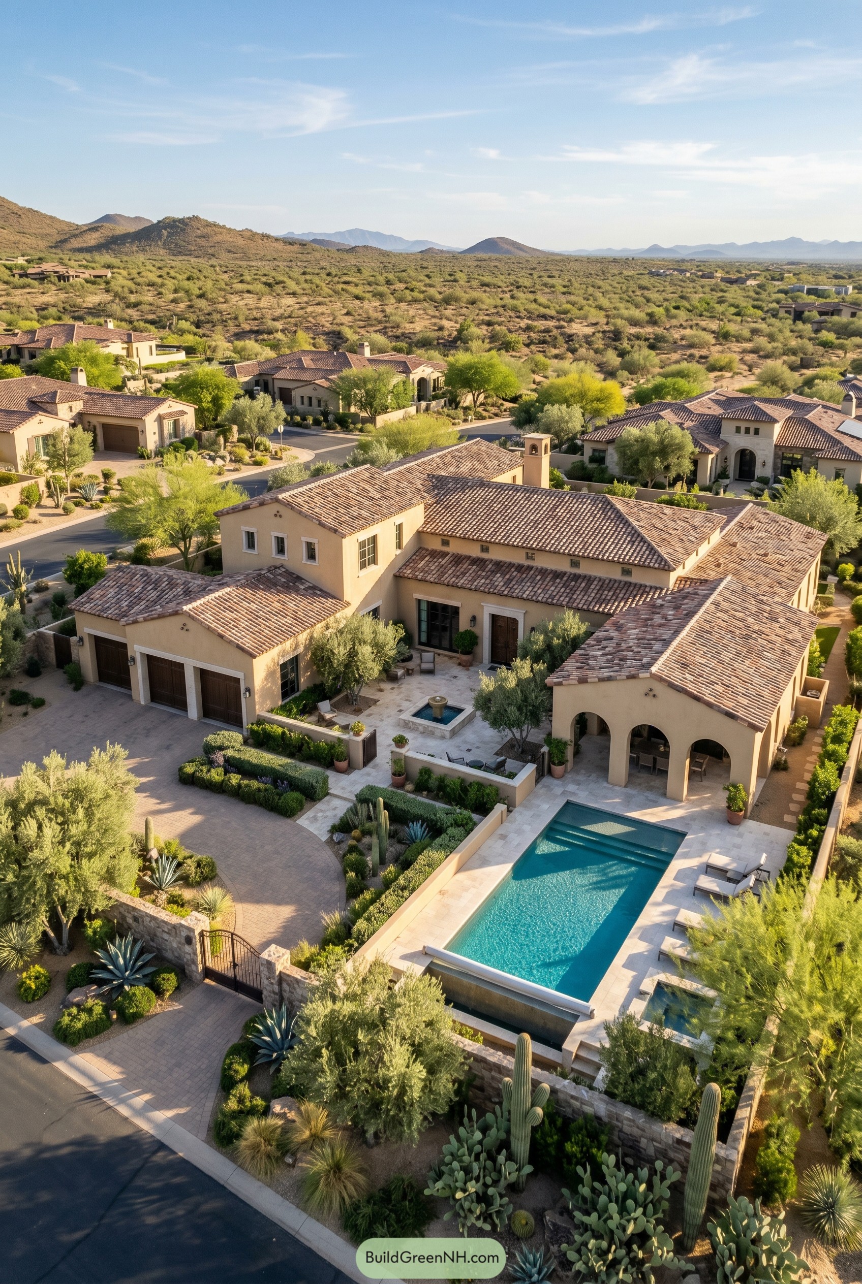 Desert hacienda with courtyard and pool