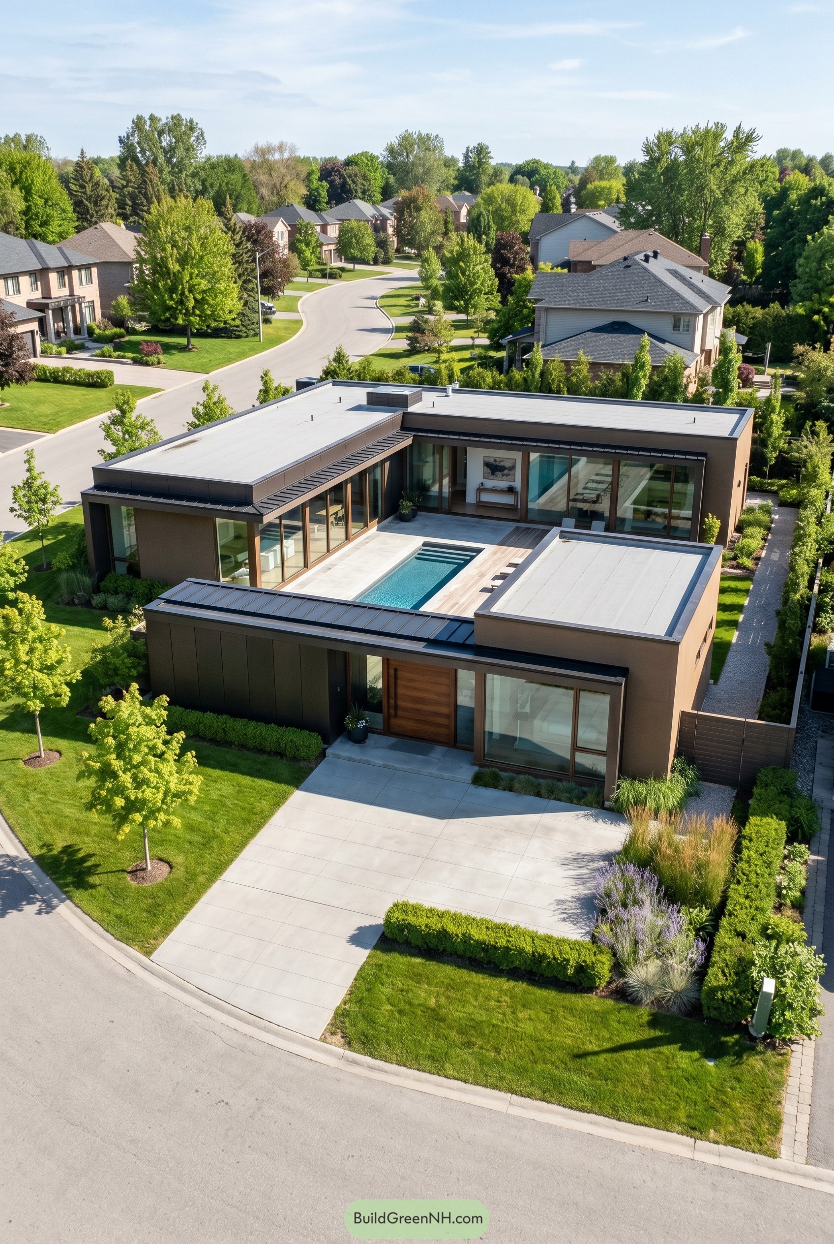 Ultra modern bronze home with courtyard pool
