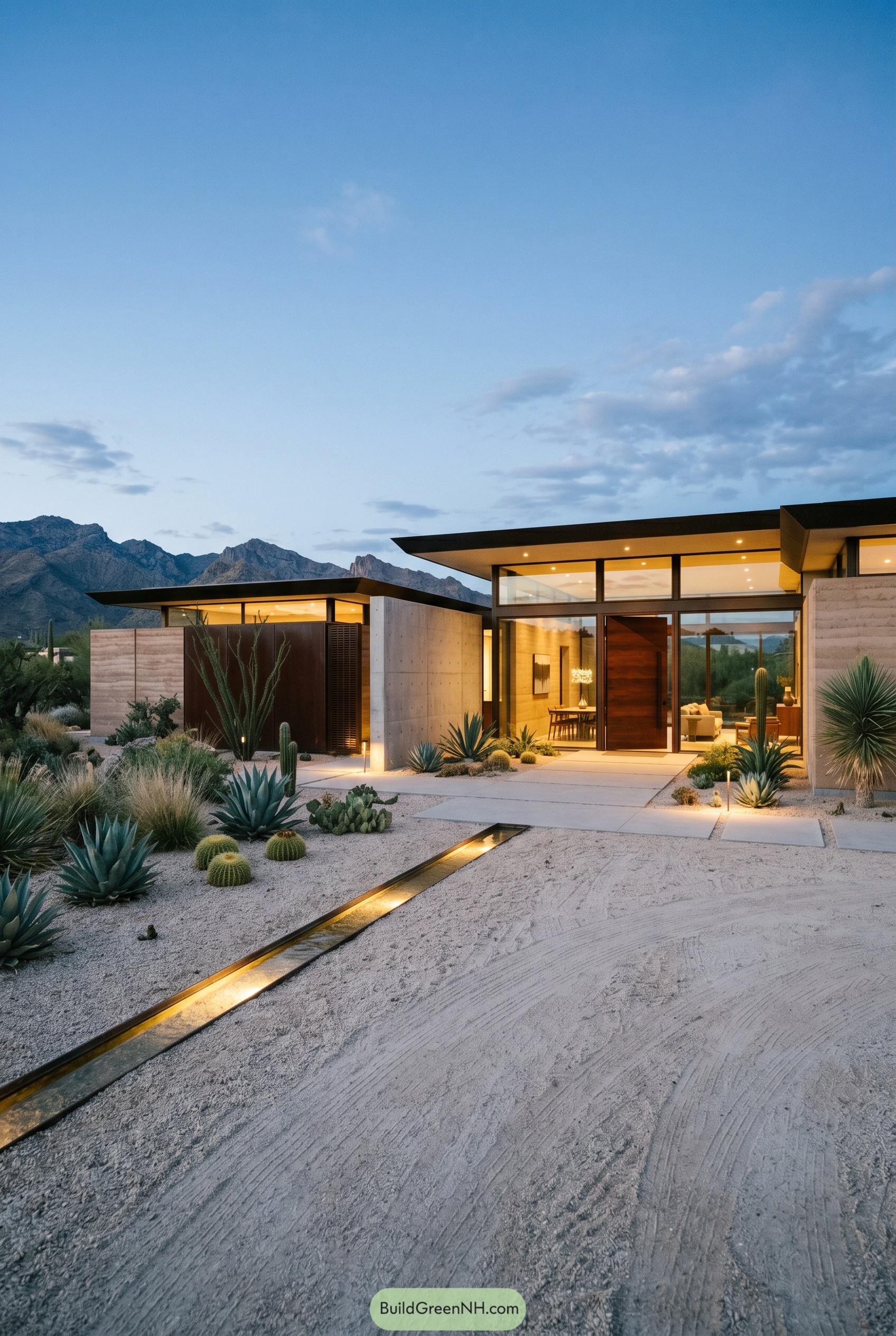 Modern desert house with glass walls