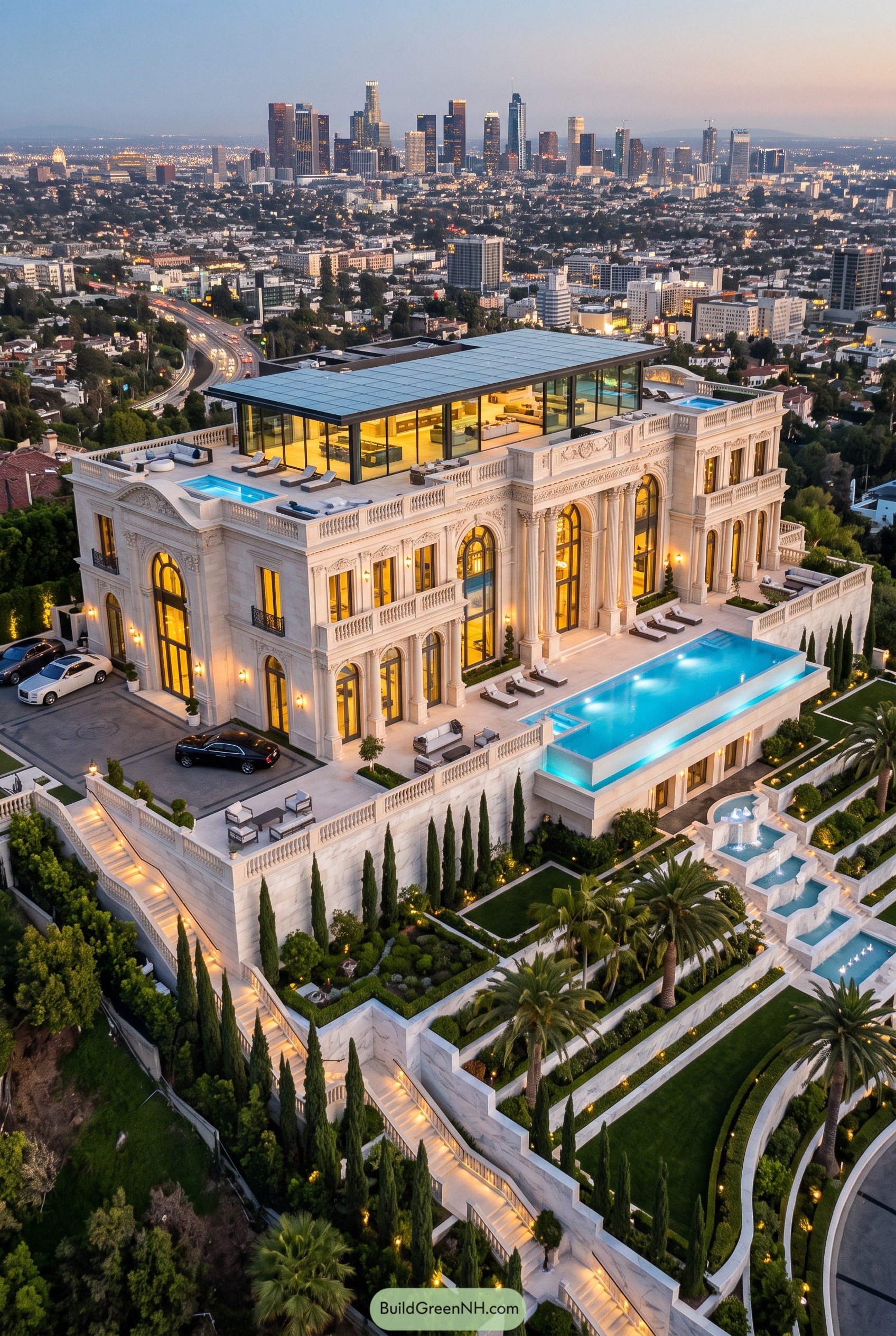 Terraced neoclassical mansion overlooking downtown