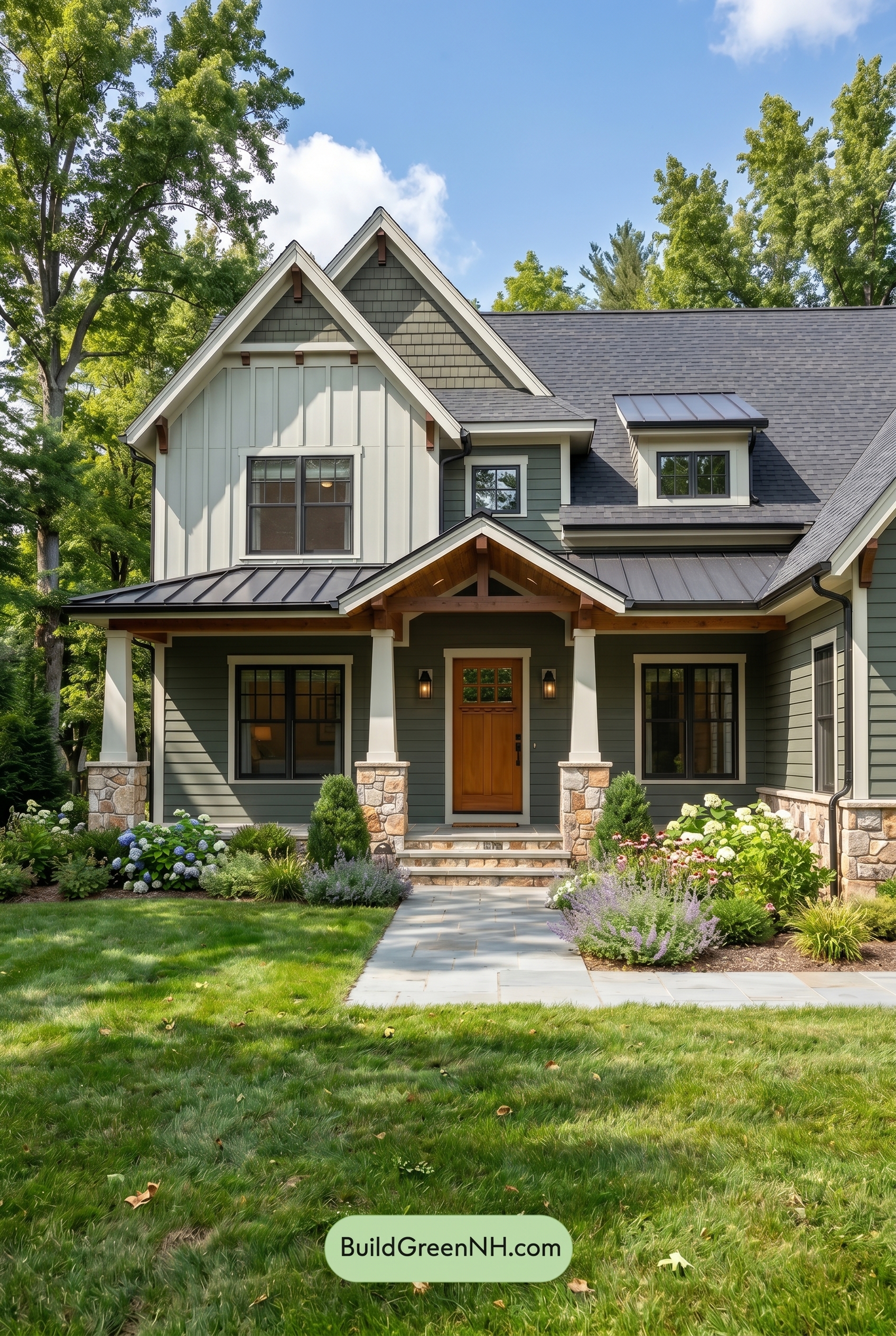 American Craftsman Green Exterior Color Schemes: Deep Green Glow